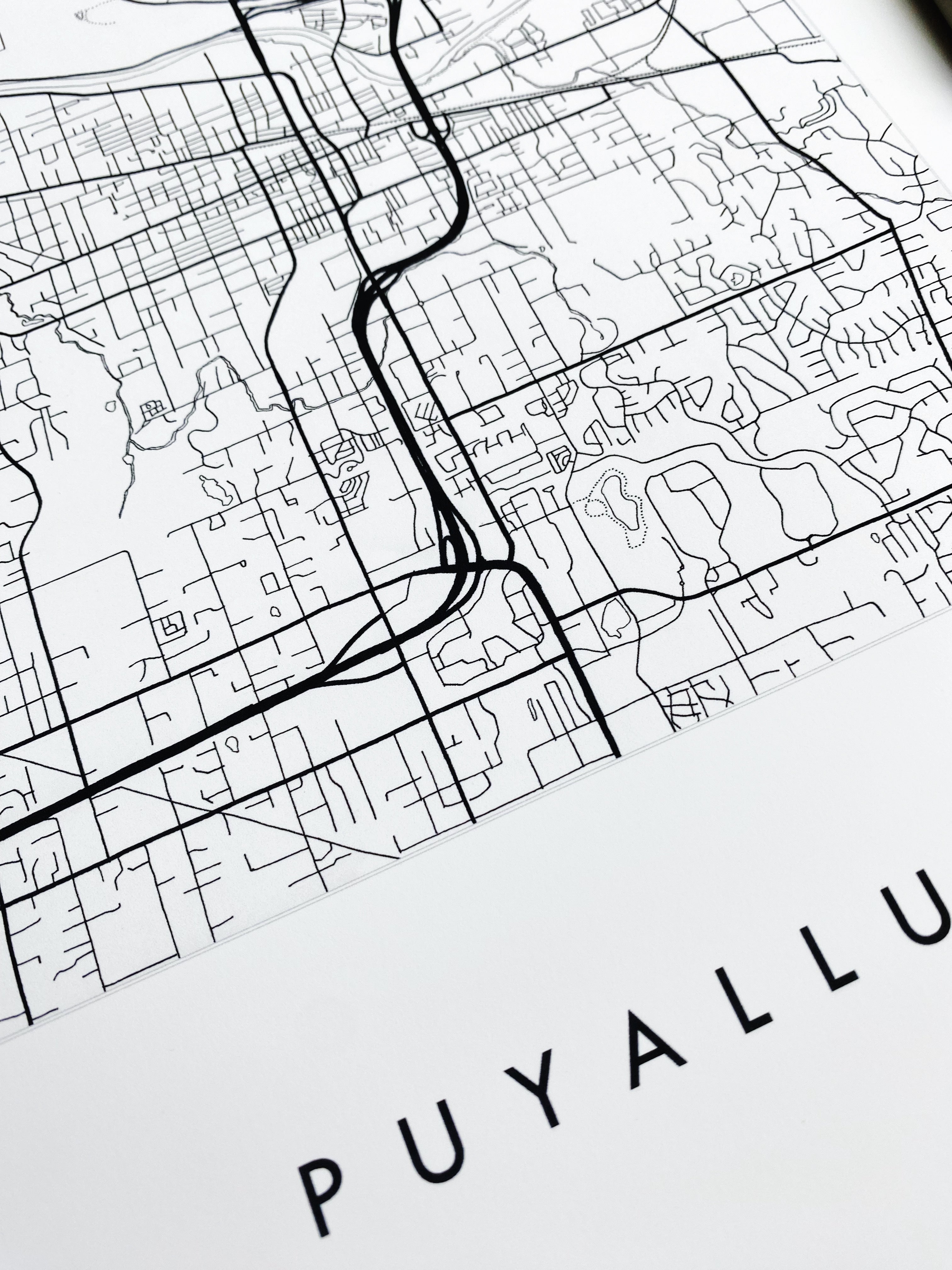 PUYALLUP Washington City Lines Map: PRINT