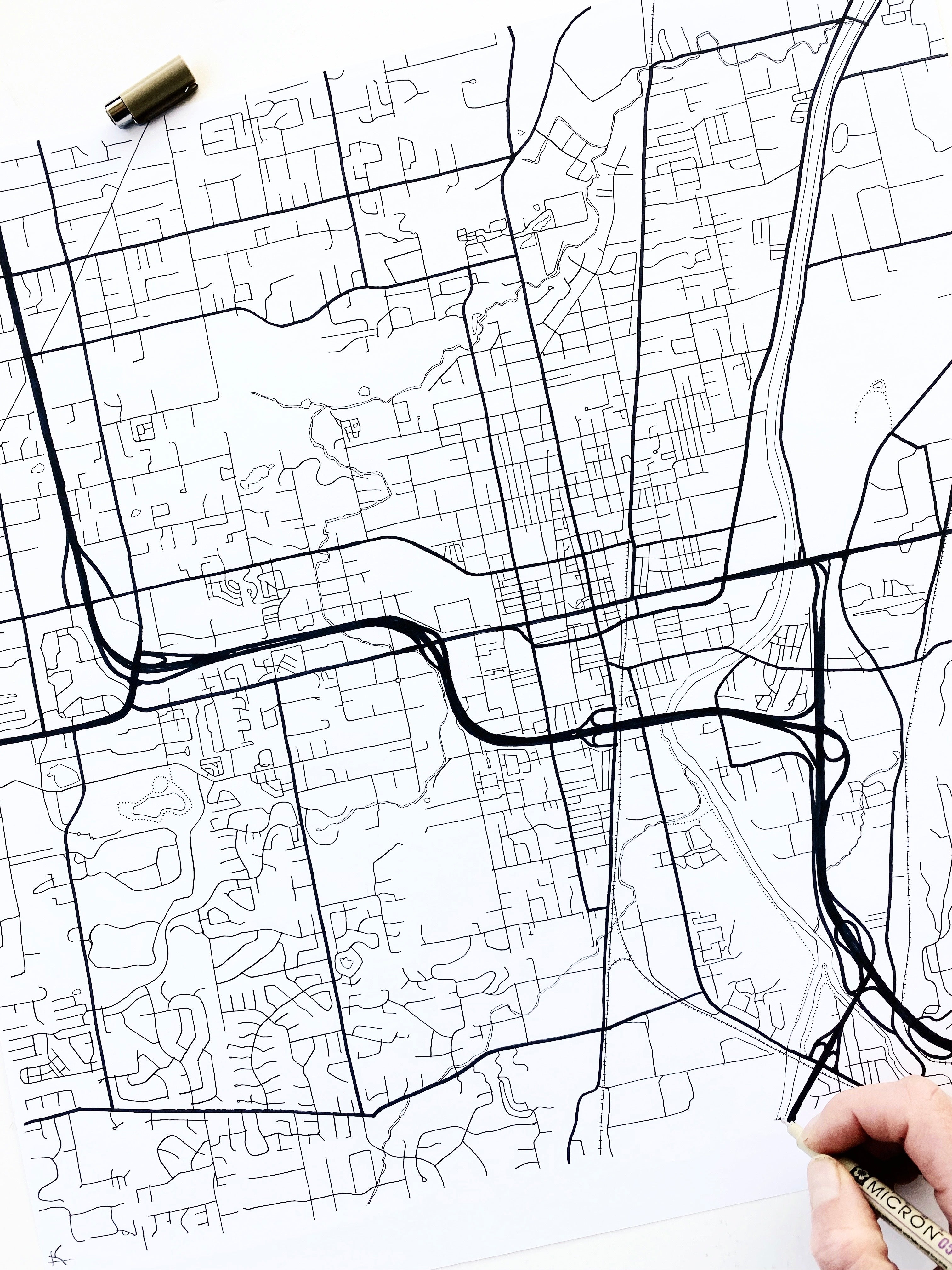 PUYALLUP Washington Urban Fabrics City Map: PRINT