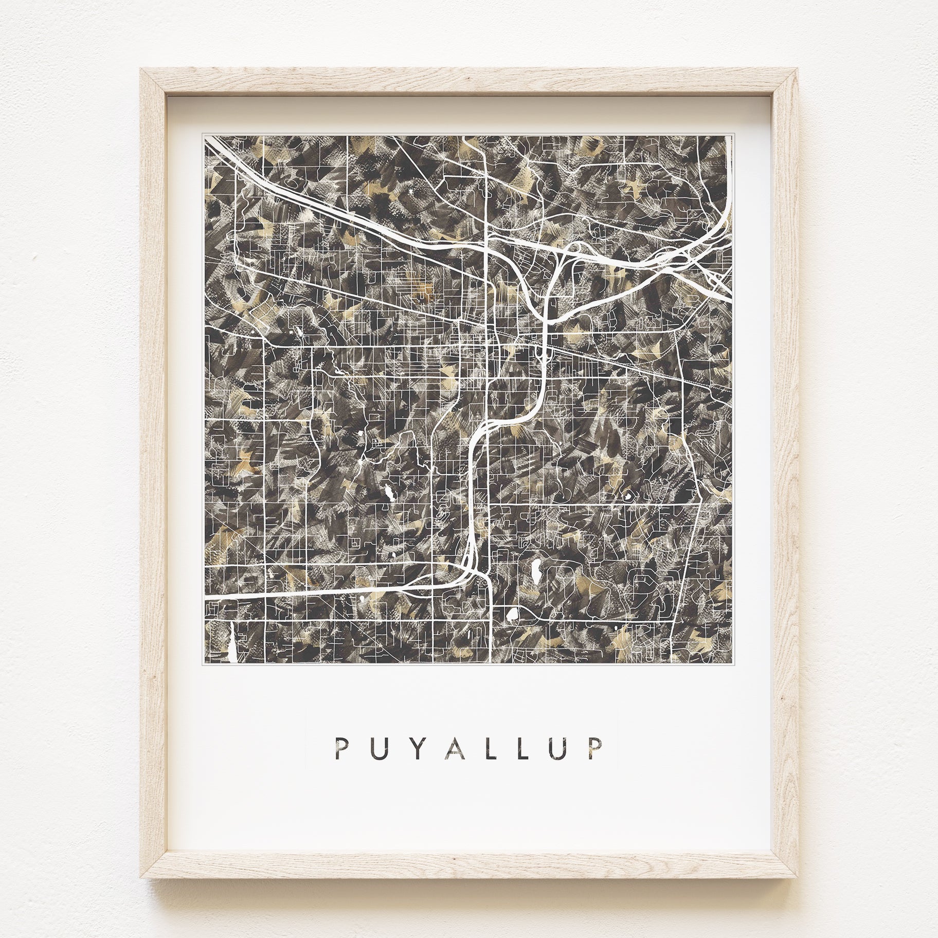 PUYALLUP Washington Urban Fabrics City Map: PRINT
