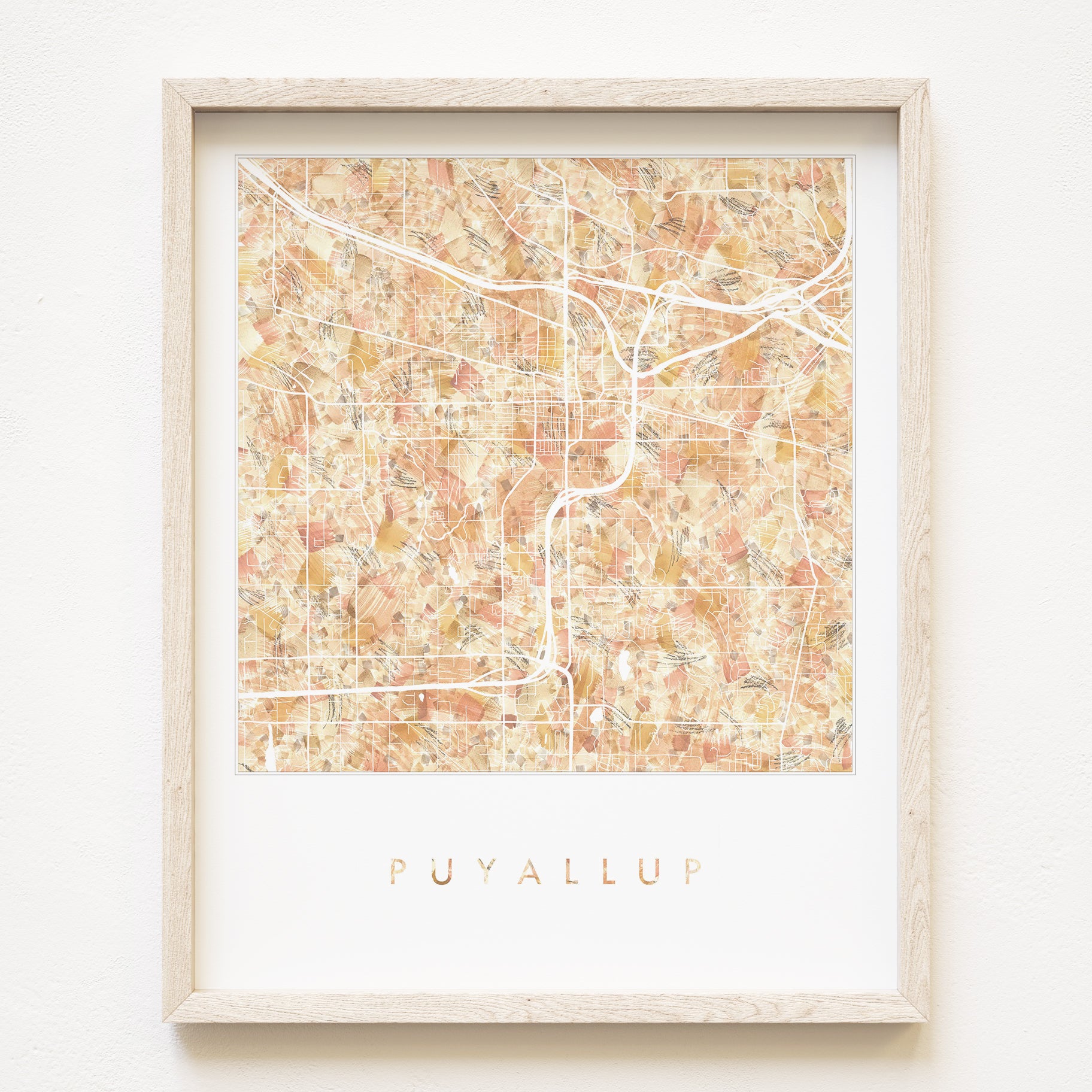 PUYALLUP Washington Urban Fabrics City Map: PRINT