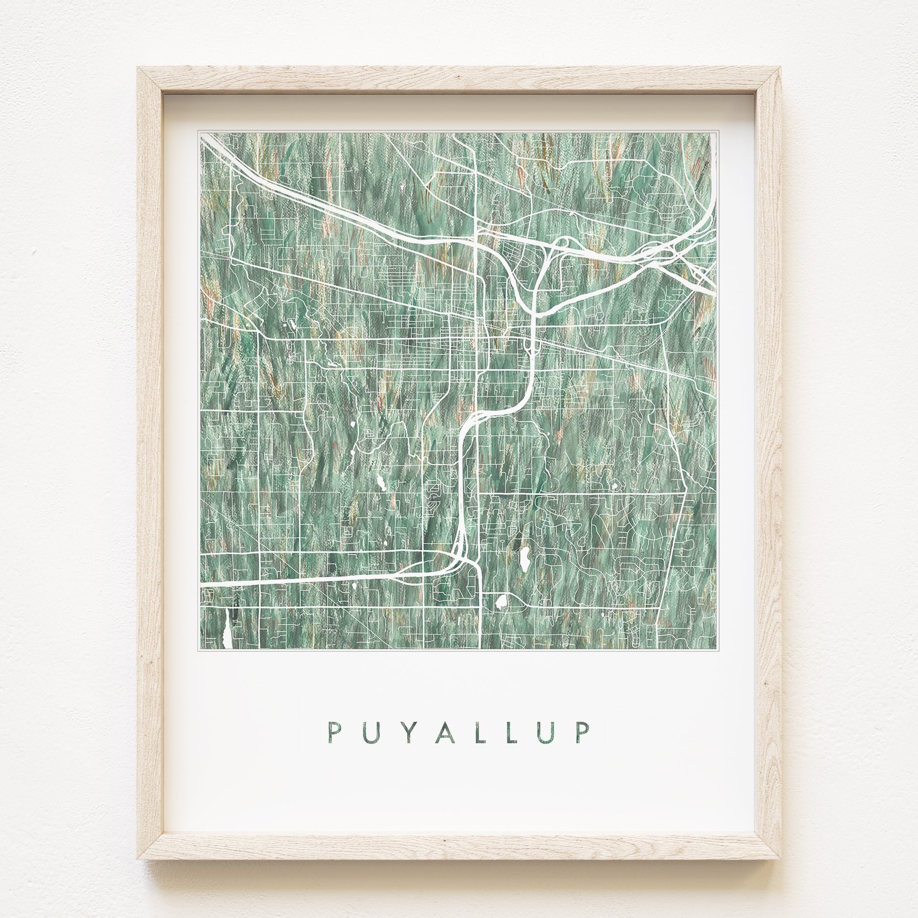 PUYALLUP Washington Urban Fabrics City Map: PRINT