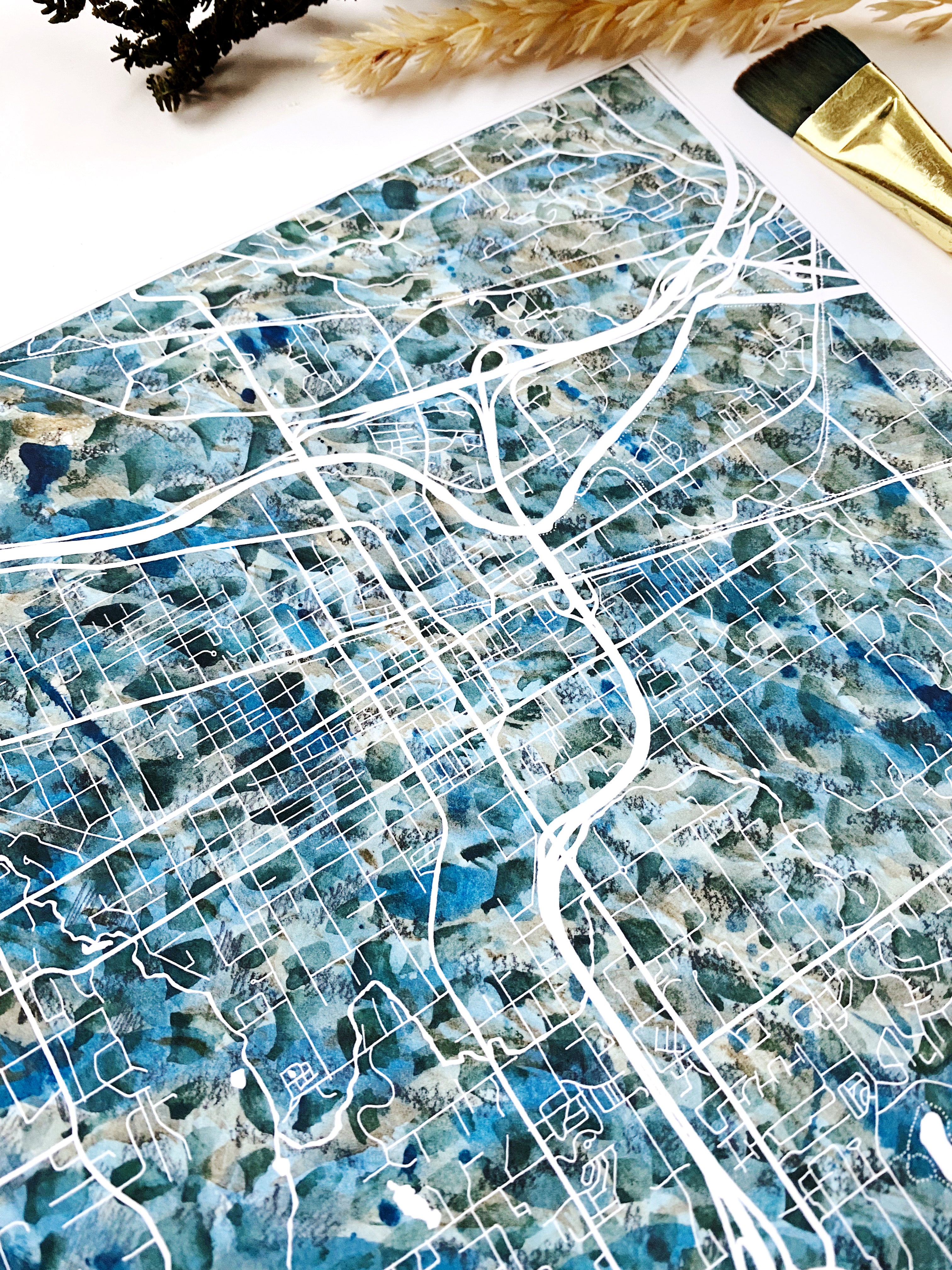 PUYALLUP Washington Urban Fabrics City Map: PRINT