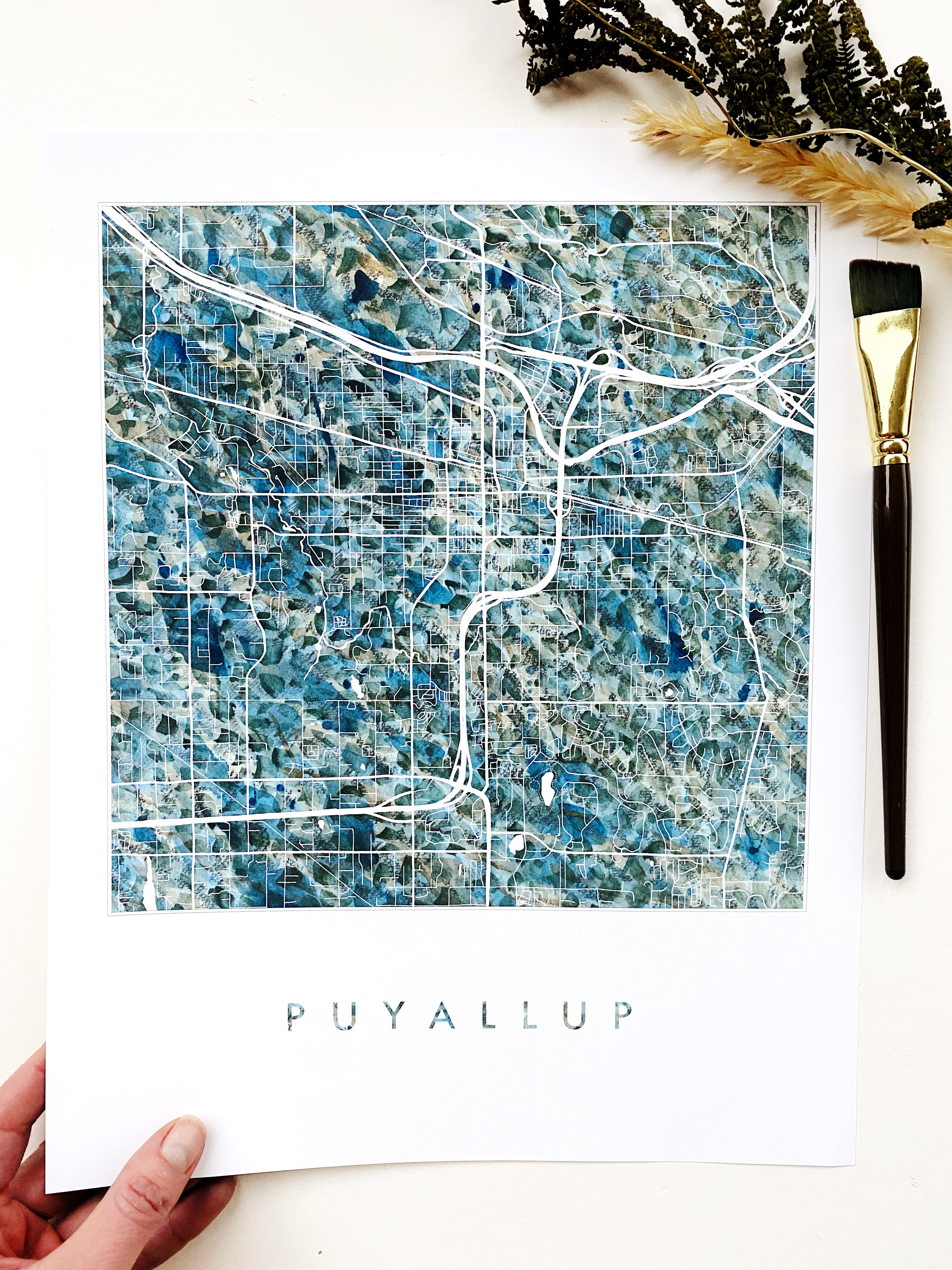 PUYALLUP Washington Urban Fabrics City Map: PRINT