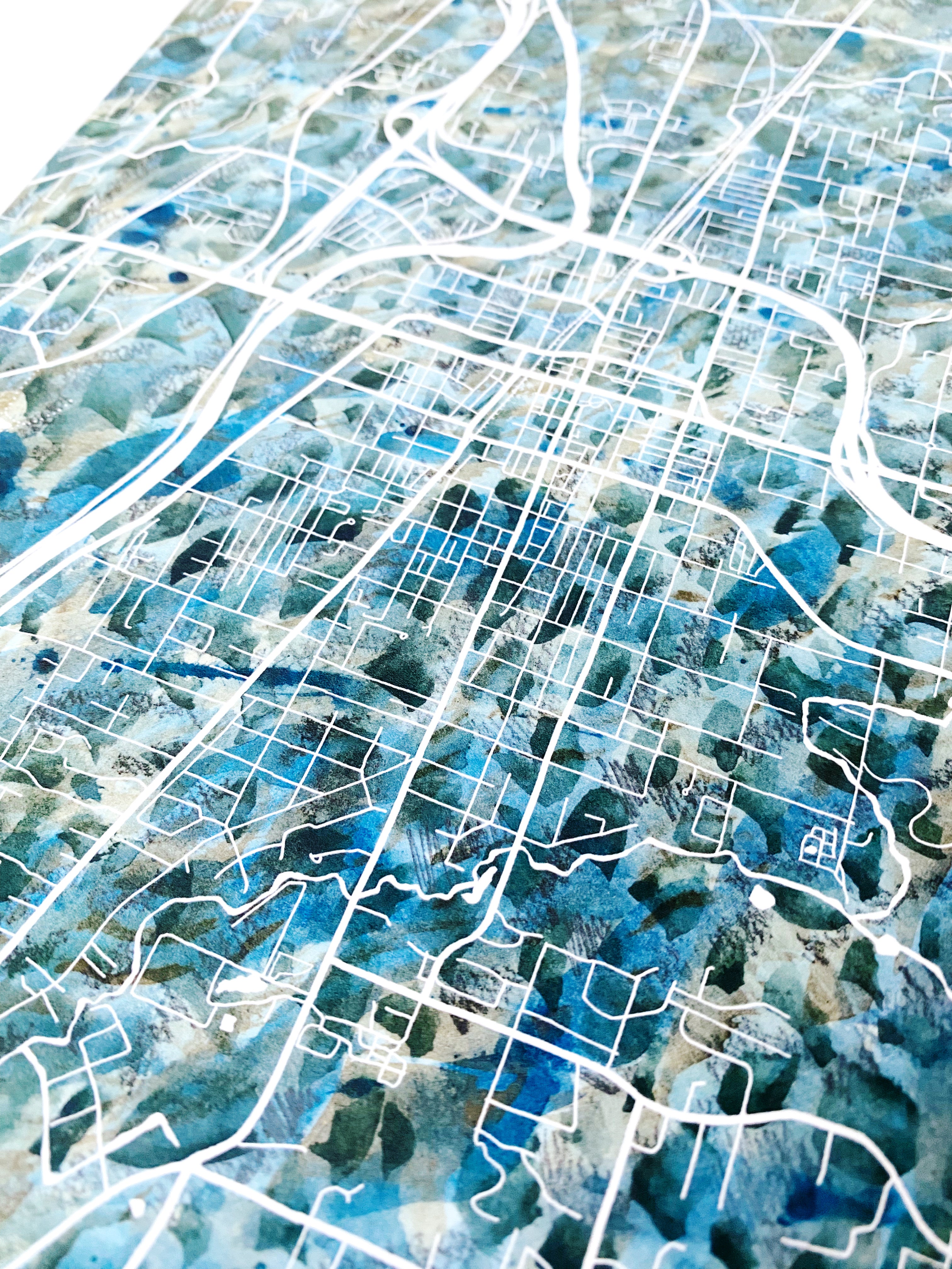 PUYALLUP Washington Urban Fabrics City Map: PRINT