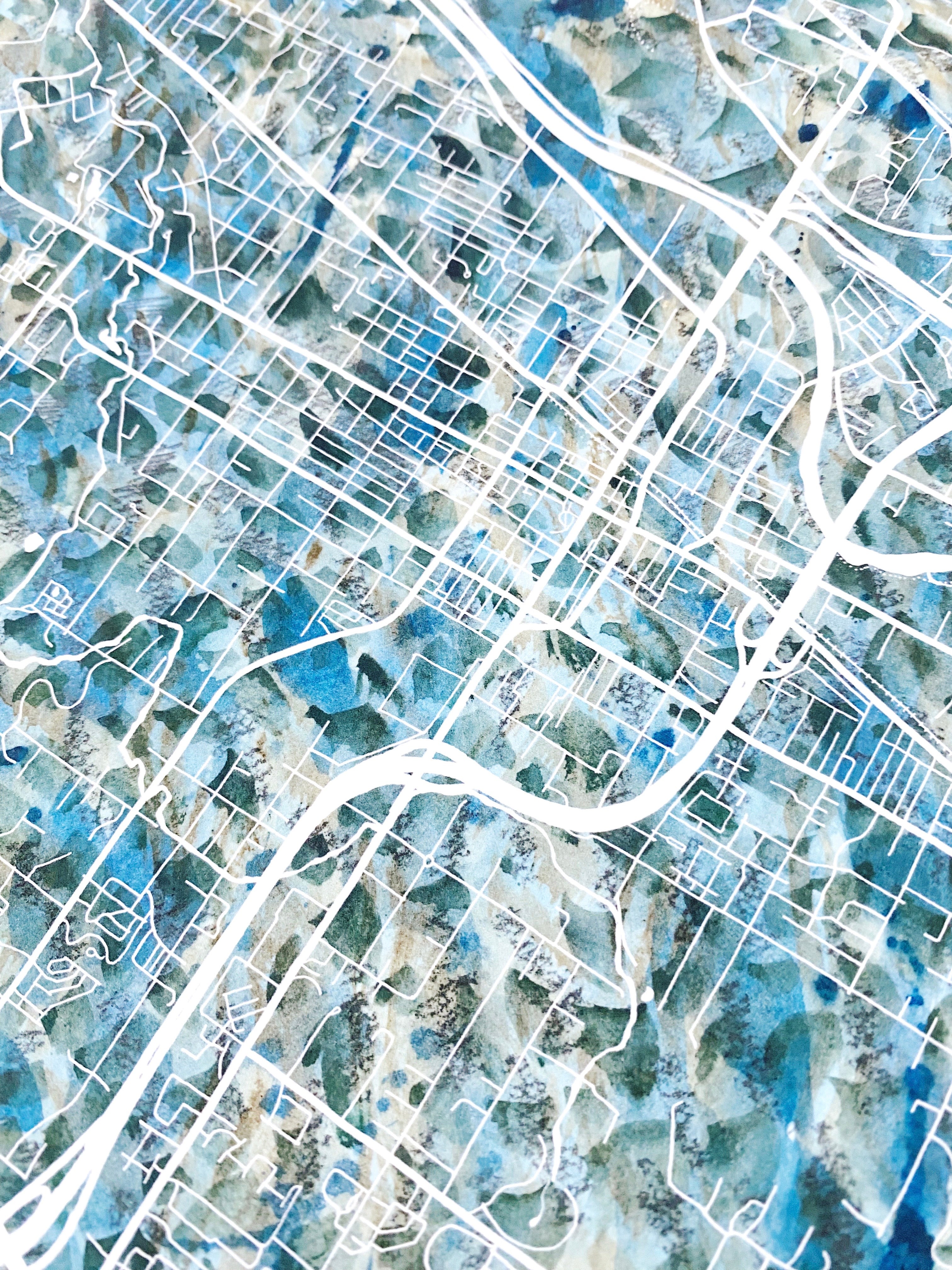 PUYALLUP Washington Urban Fabrics City Map: PRINT