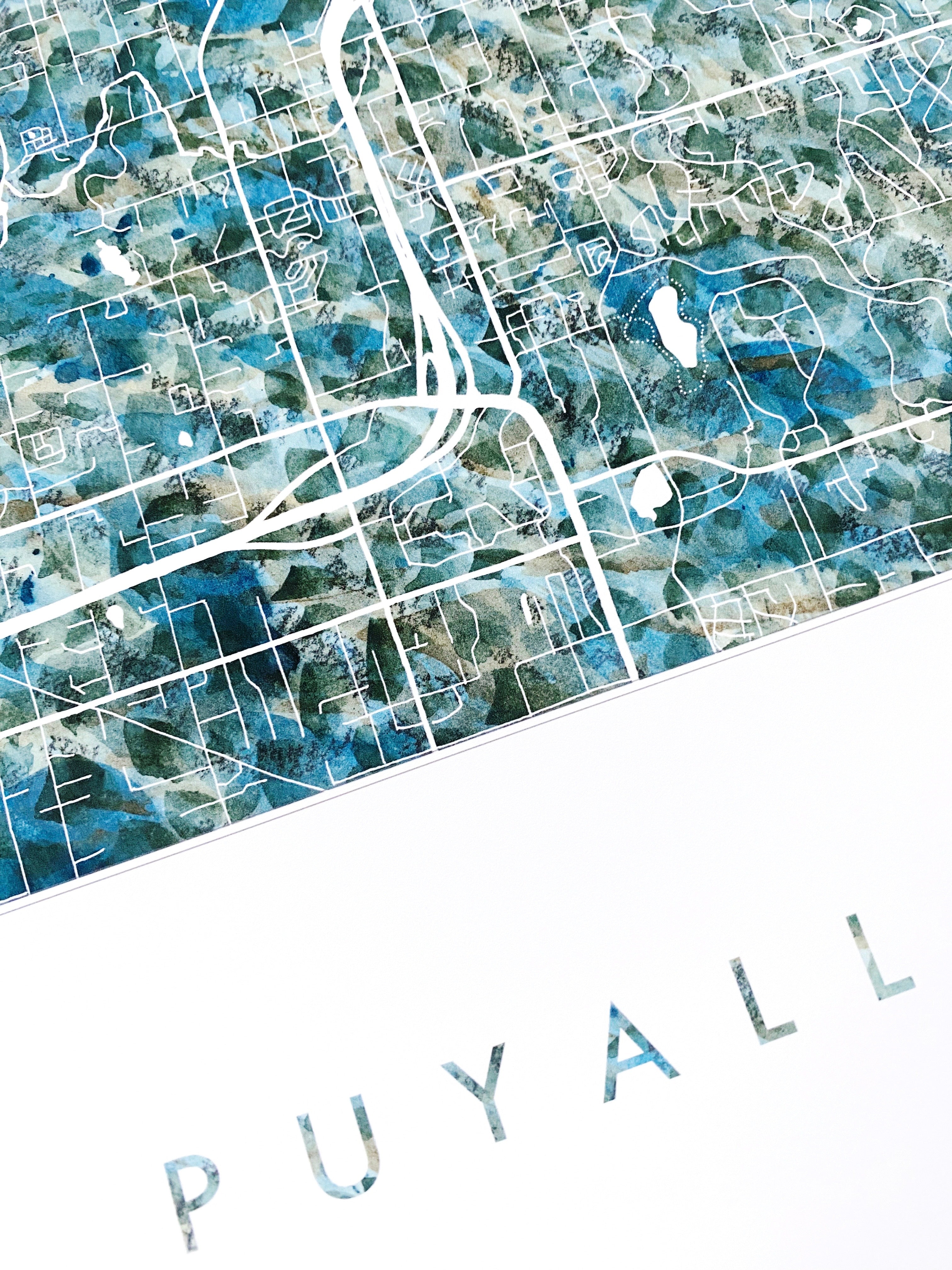 PUYALLUP Washington Urban Fabrics City Map: PRINT