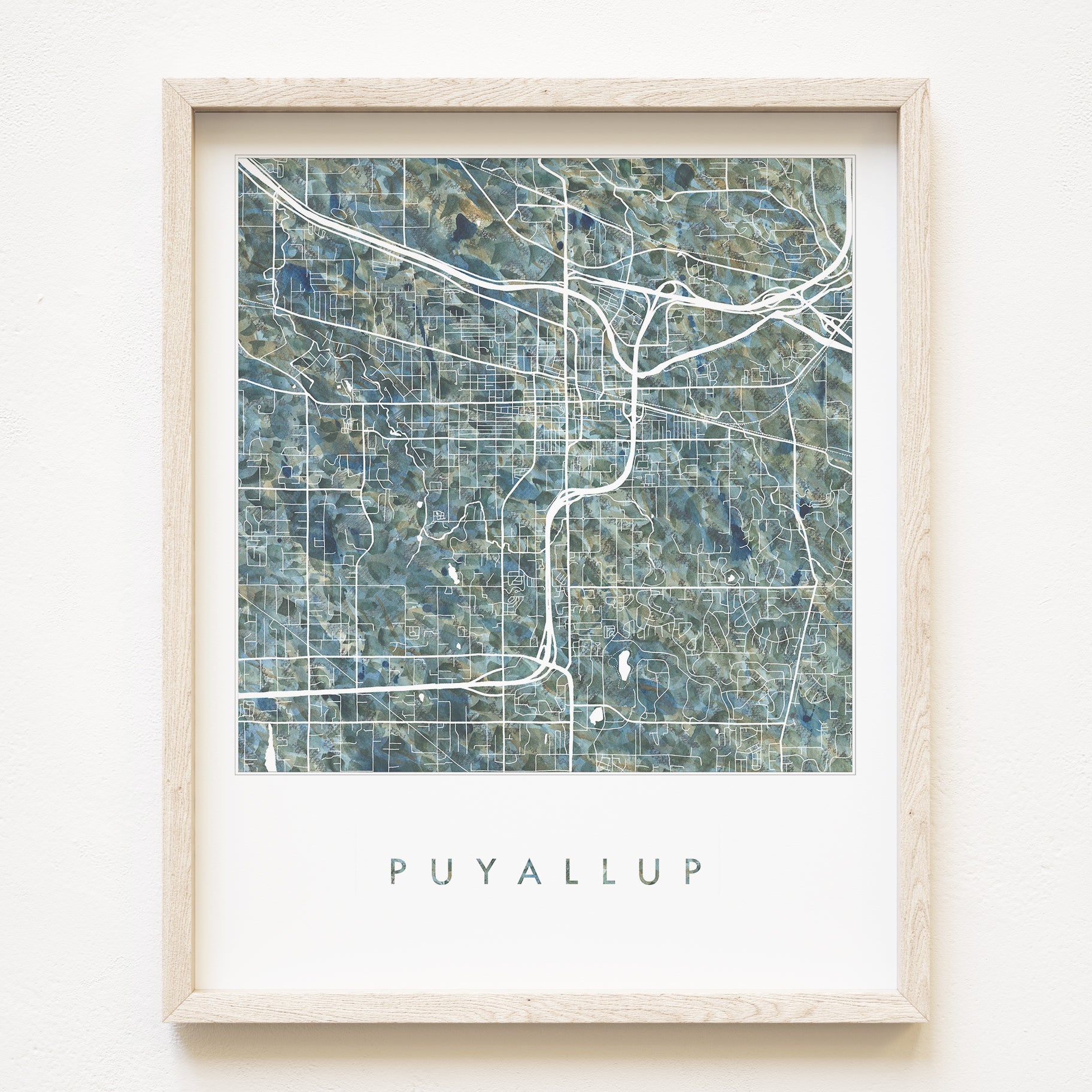 PUYALLUP Washington Urban Fabrics City Map: PRINT
