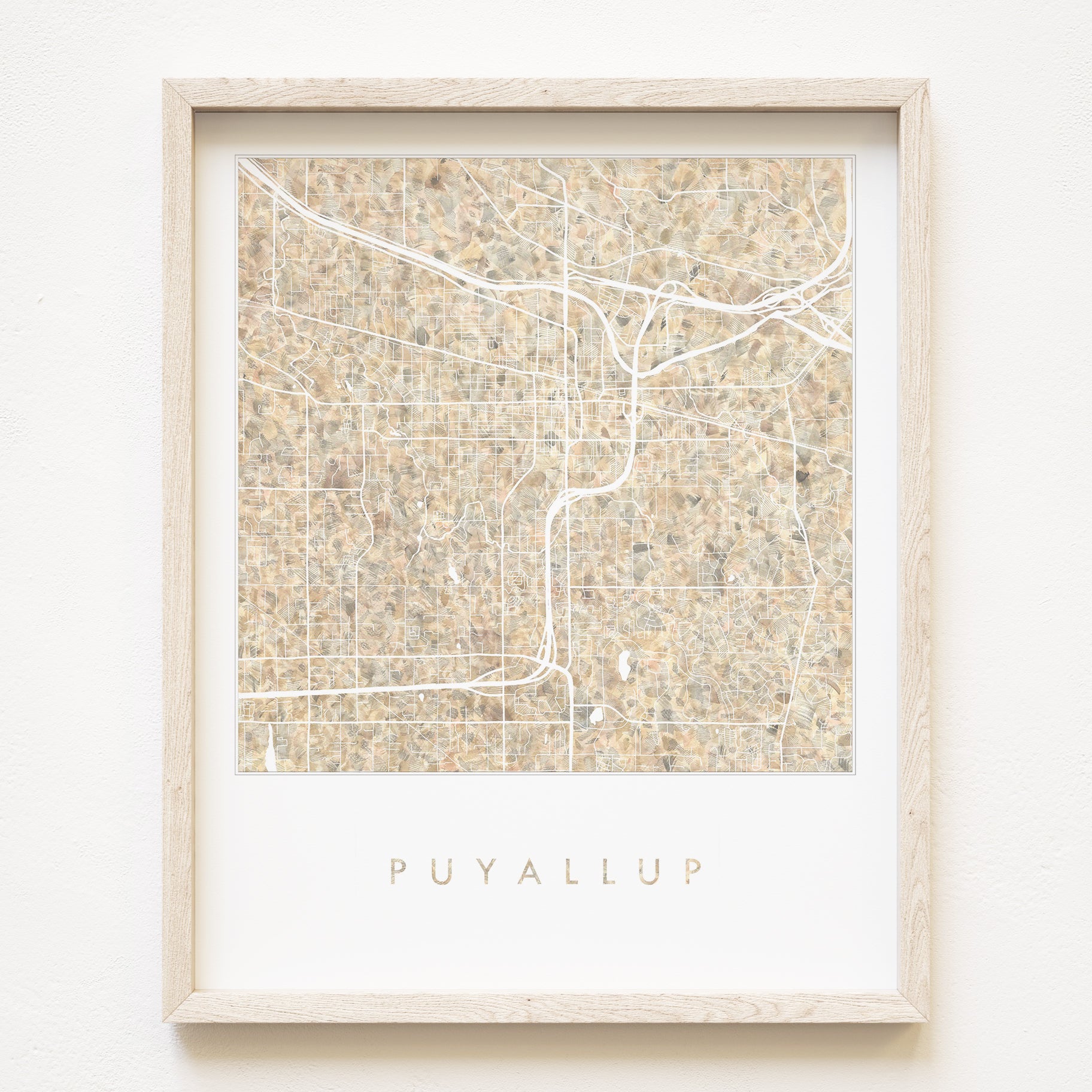 PUYALLUP Washington Urban Fabrics City Map: PRINT