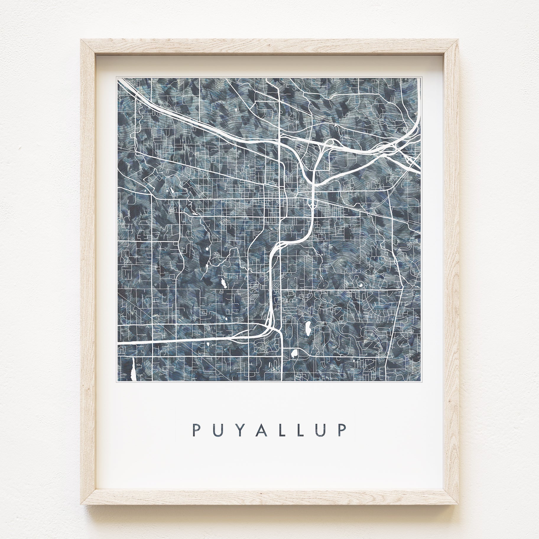PUYALLUP Washington Urban Fabrics City Map: PRINT