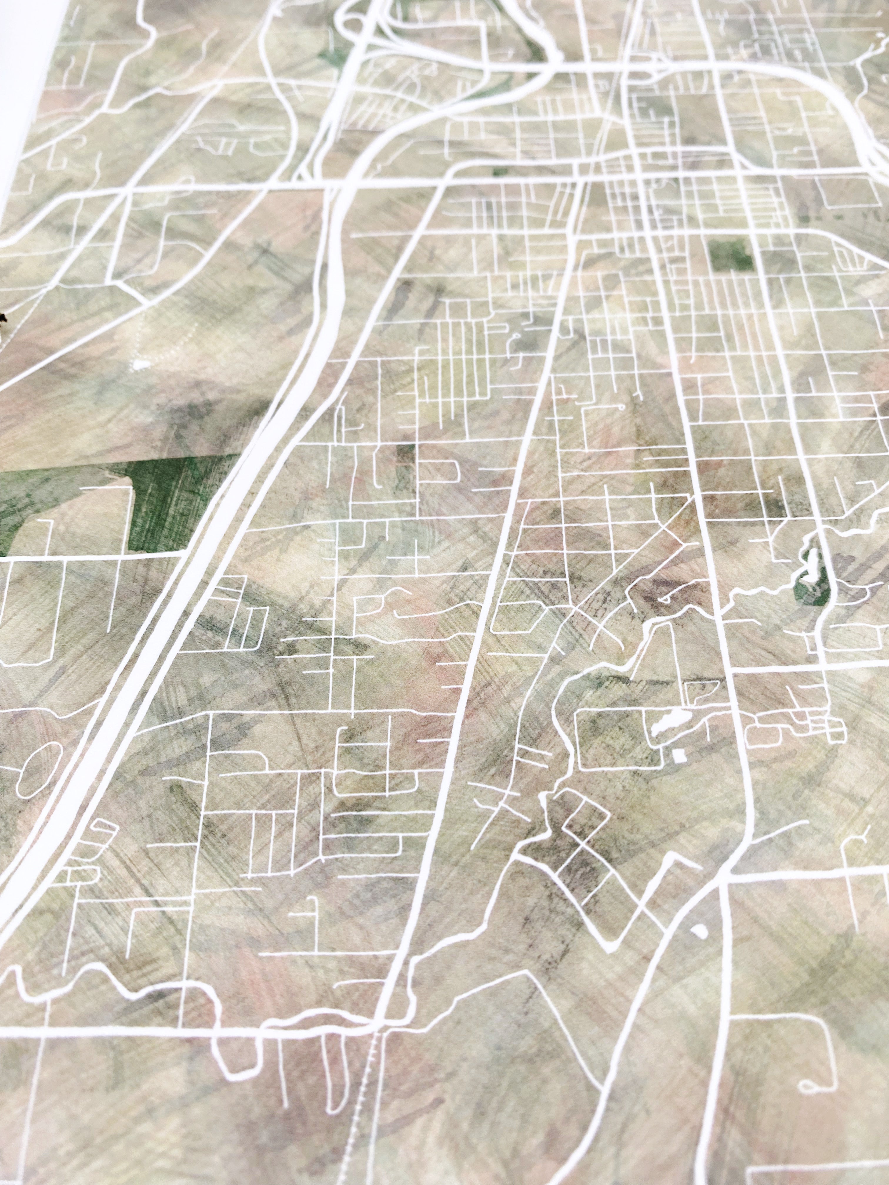 PUYALLUP Washington Watercolor Map: PRINT