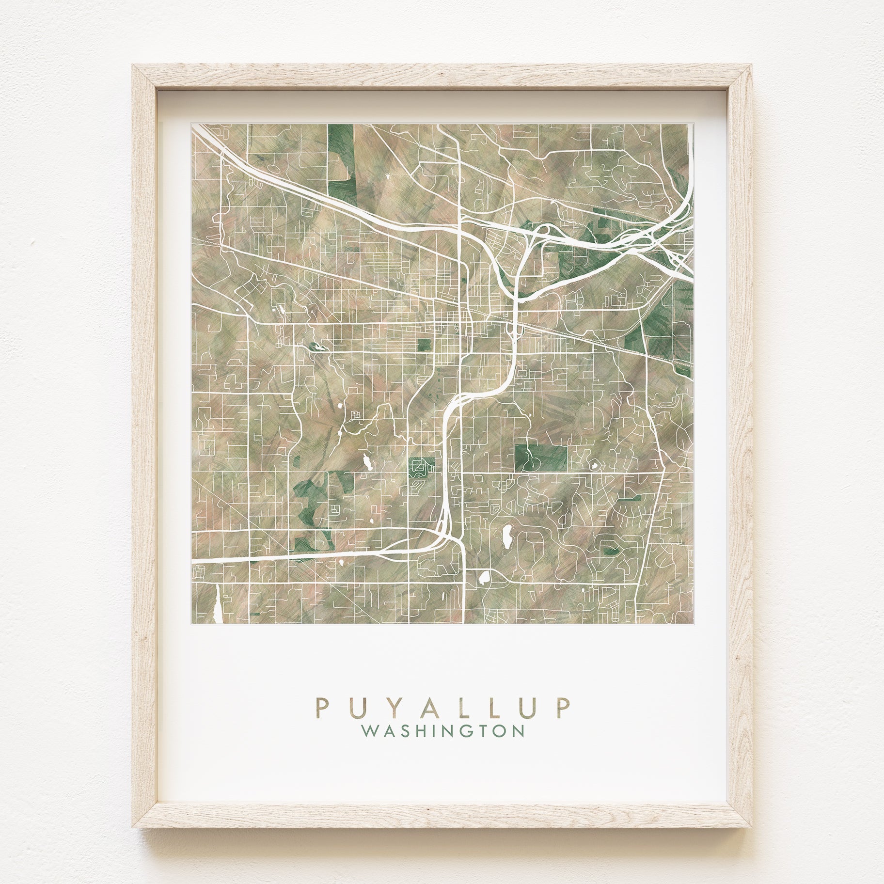 PUYALLUP Washington Watercolor Map: PRINT