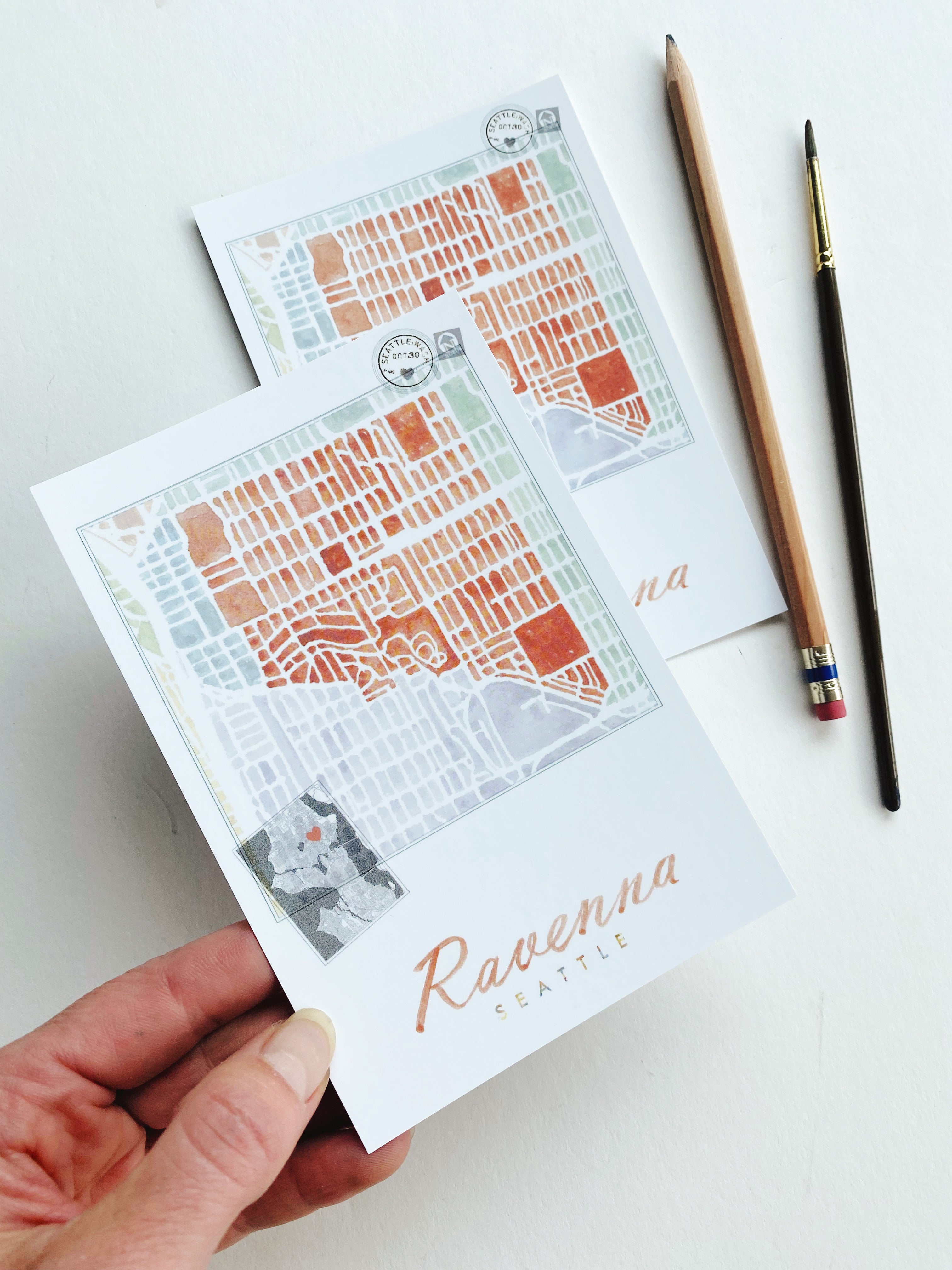 RAVENNA Seattle Neighborhood Map Postcard