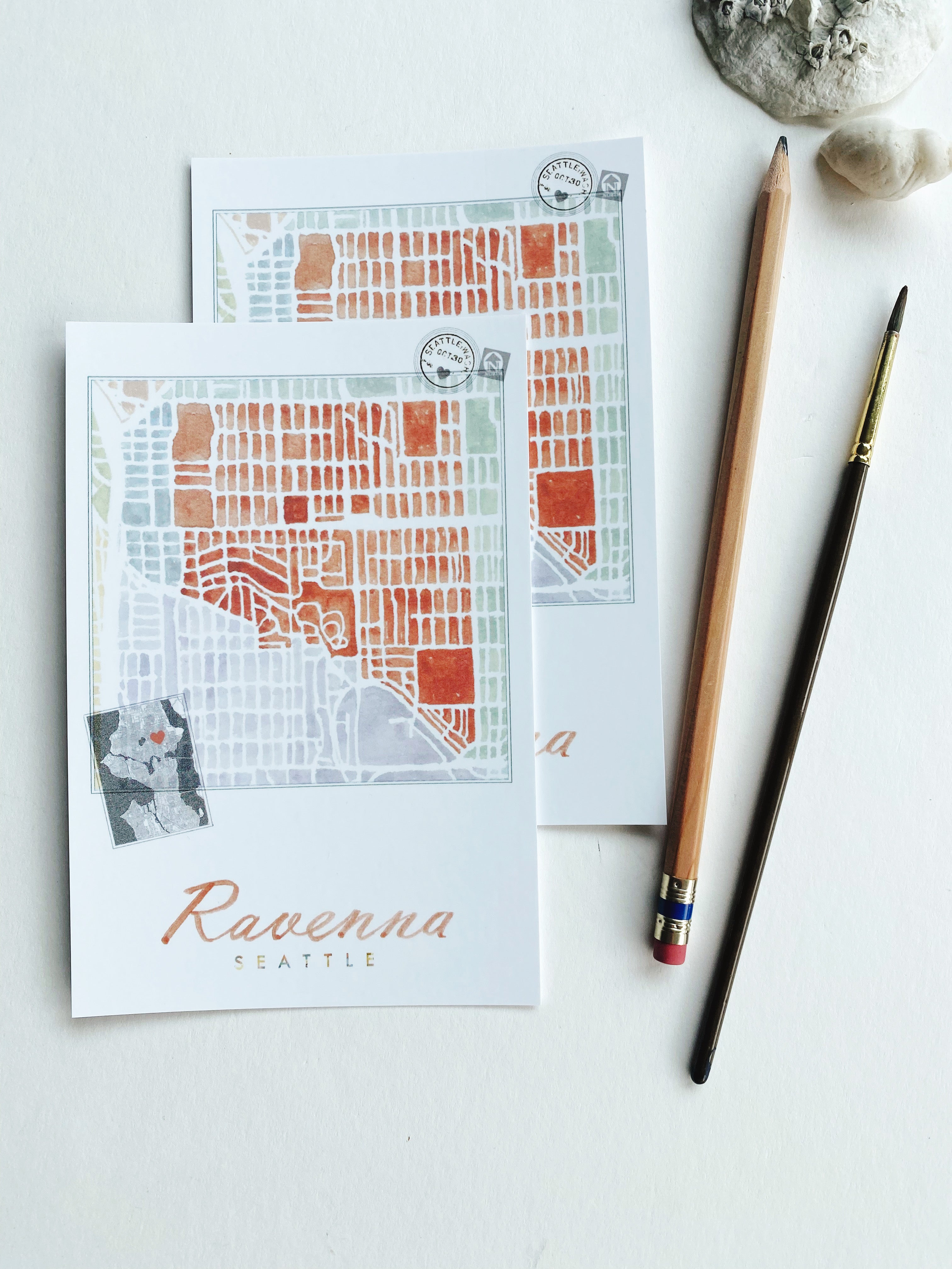 RAVENNA Seattle Neighborhood Map Postcard