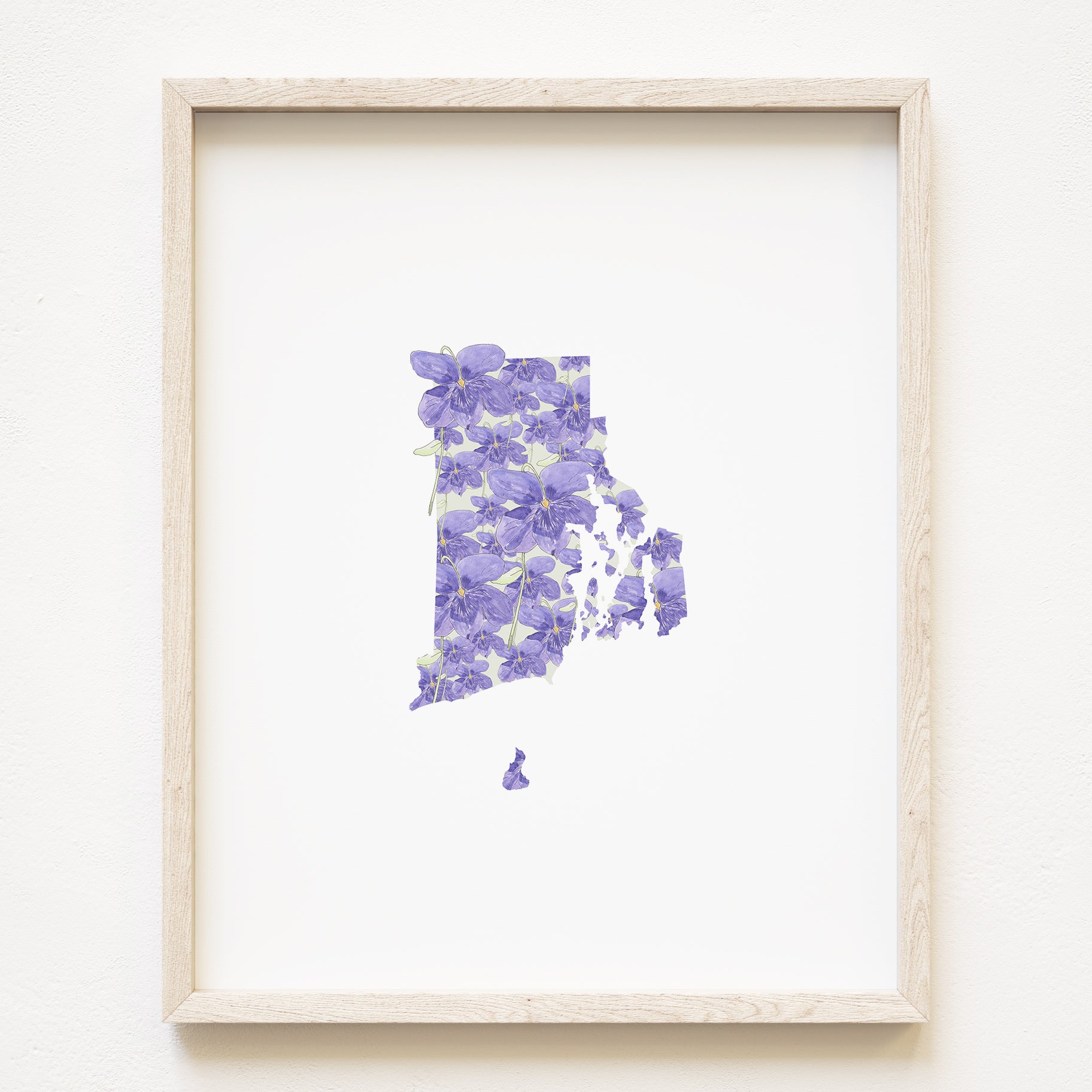 RHODE ISLAND State Flower Map: Violet: PRINT