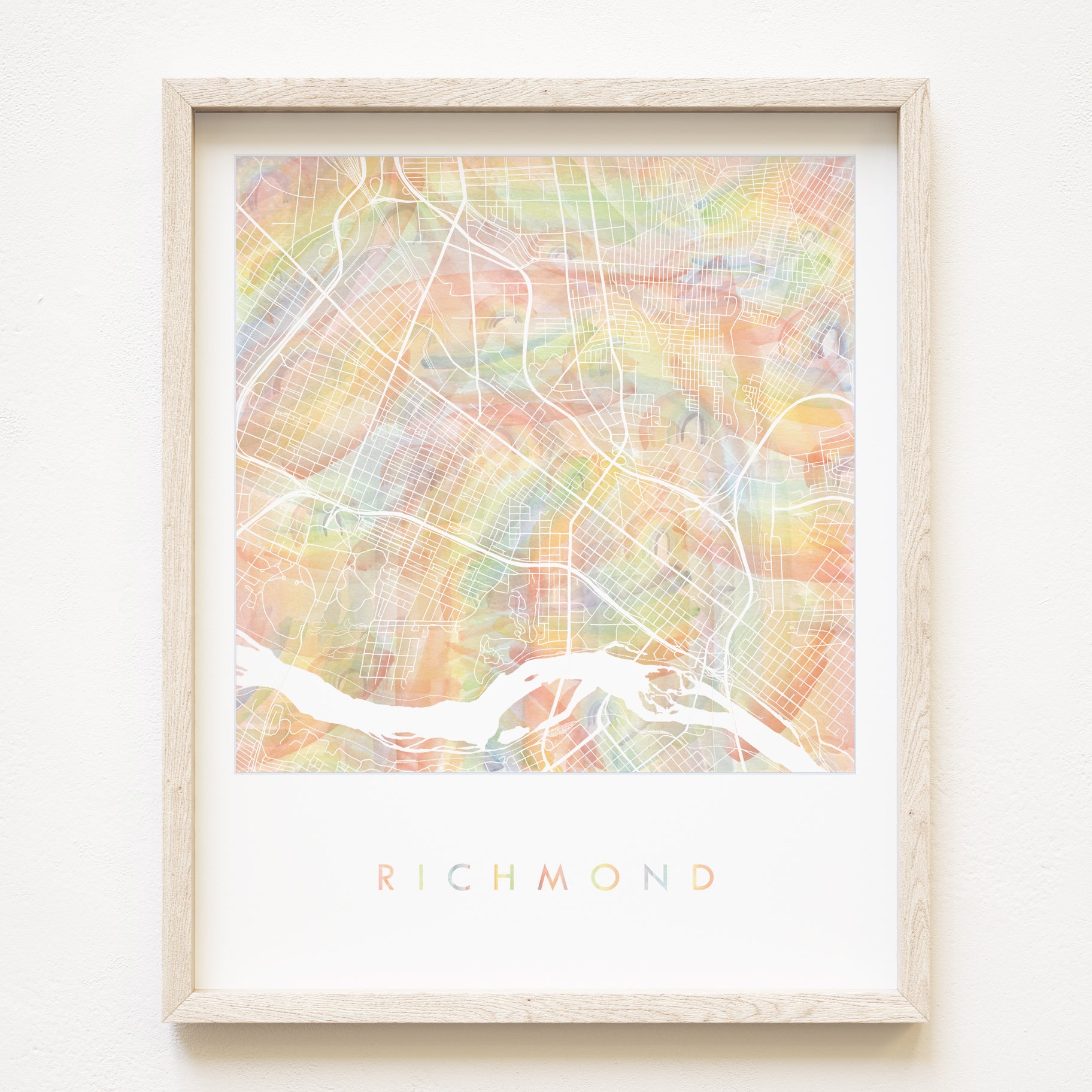 RICHMOND Pride Rainbow Watercolor Map: PRINT