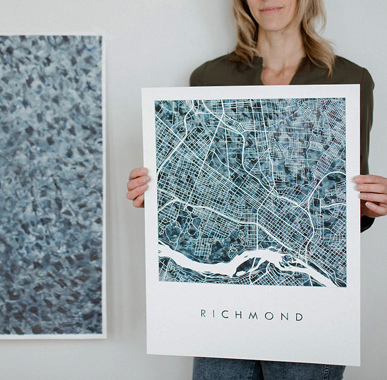 Custom YOUR CITY: Painted "Urban Fabrics" Map: PRINT: Wholesale Only