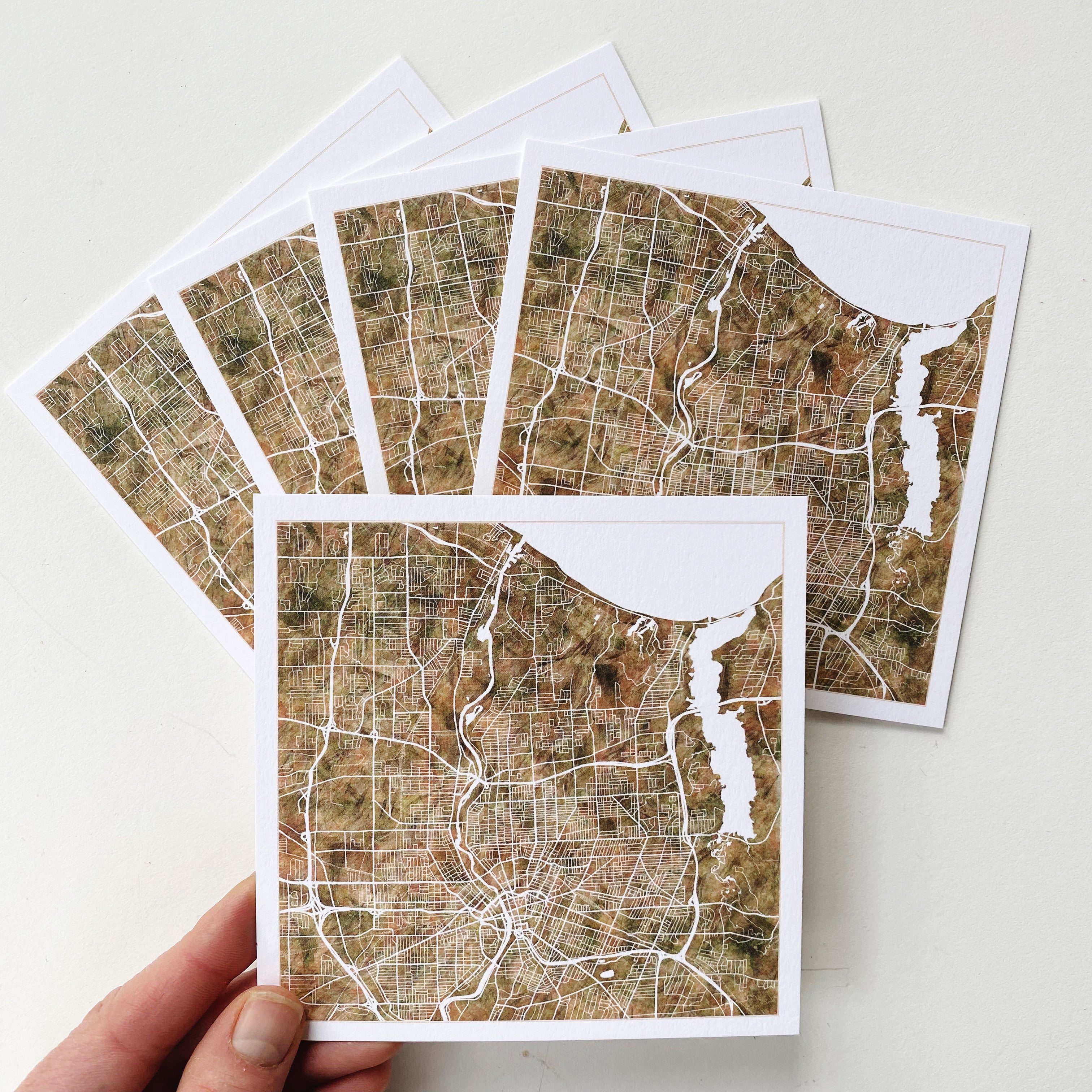 Customize YOUR CITY/PLACE Art Map: Square POSTCARD: Wholesale Only