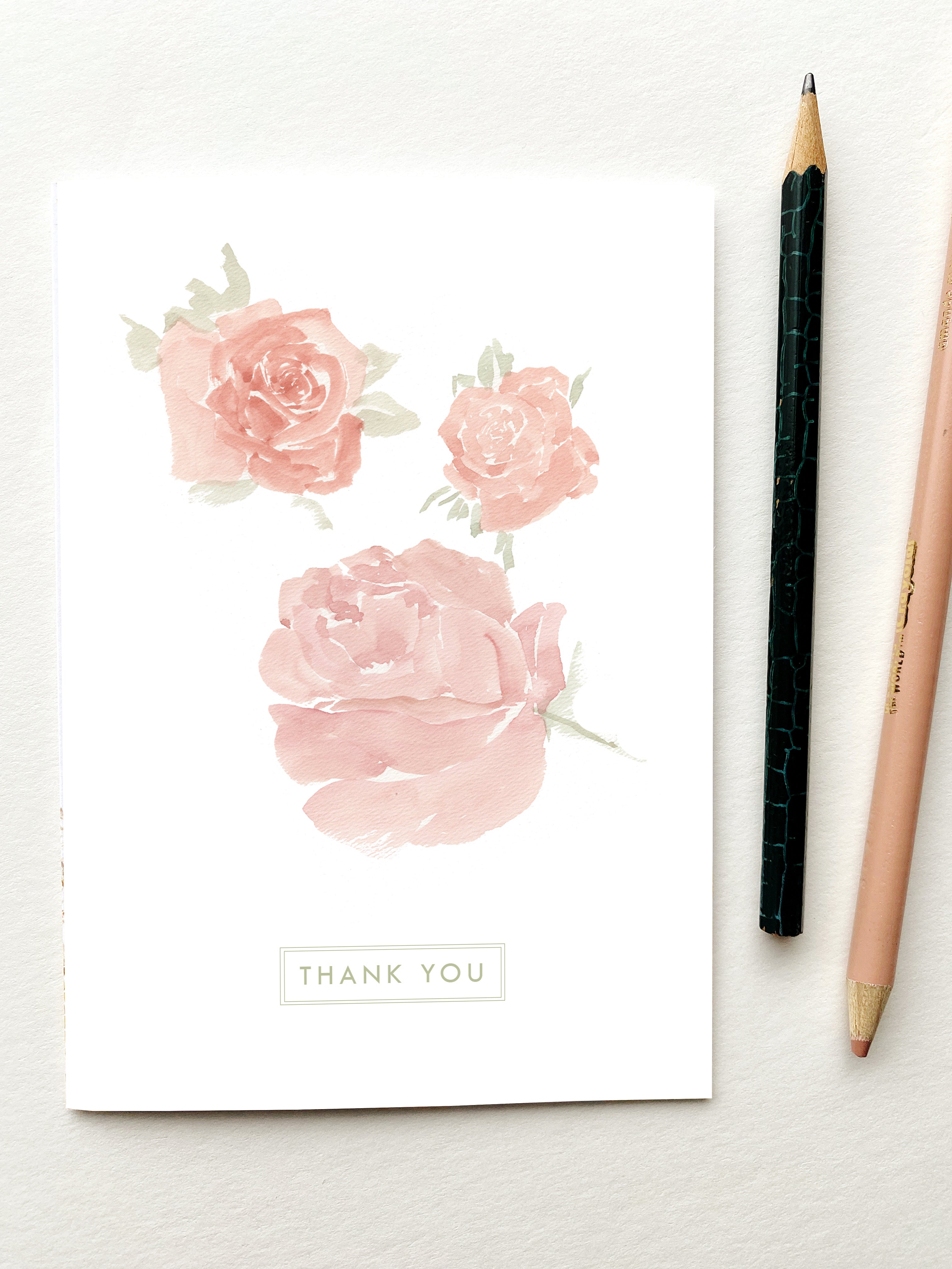 ROSES Watercolor - THANK YOU greeting card