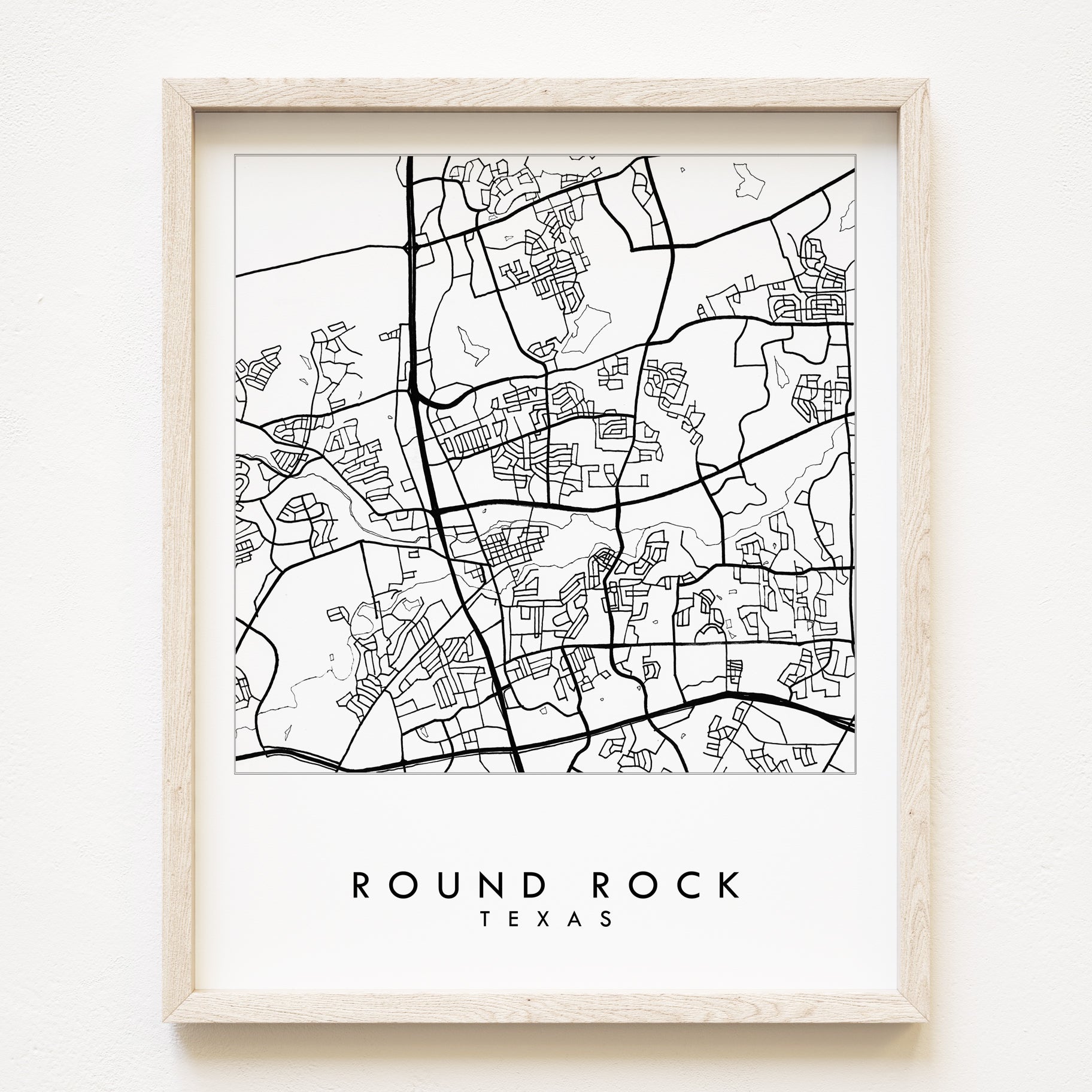 ROUND ROCK Texas City Lines Map: PRINT