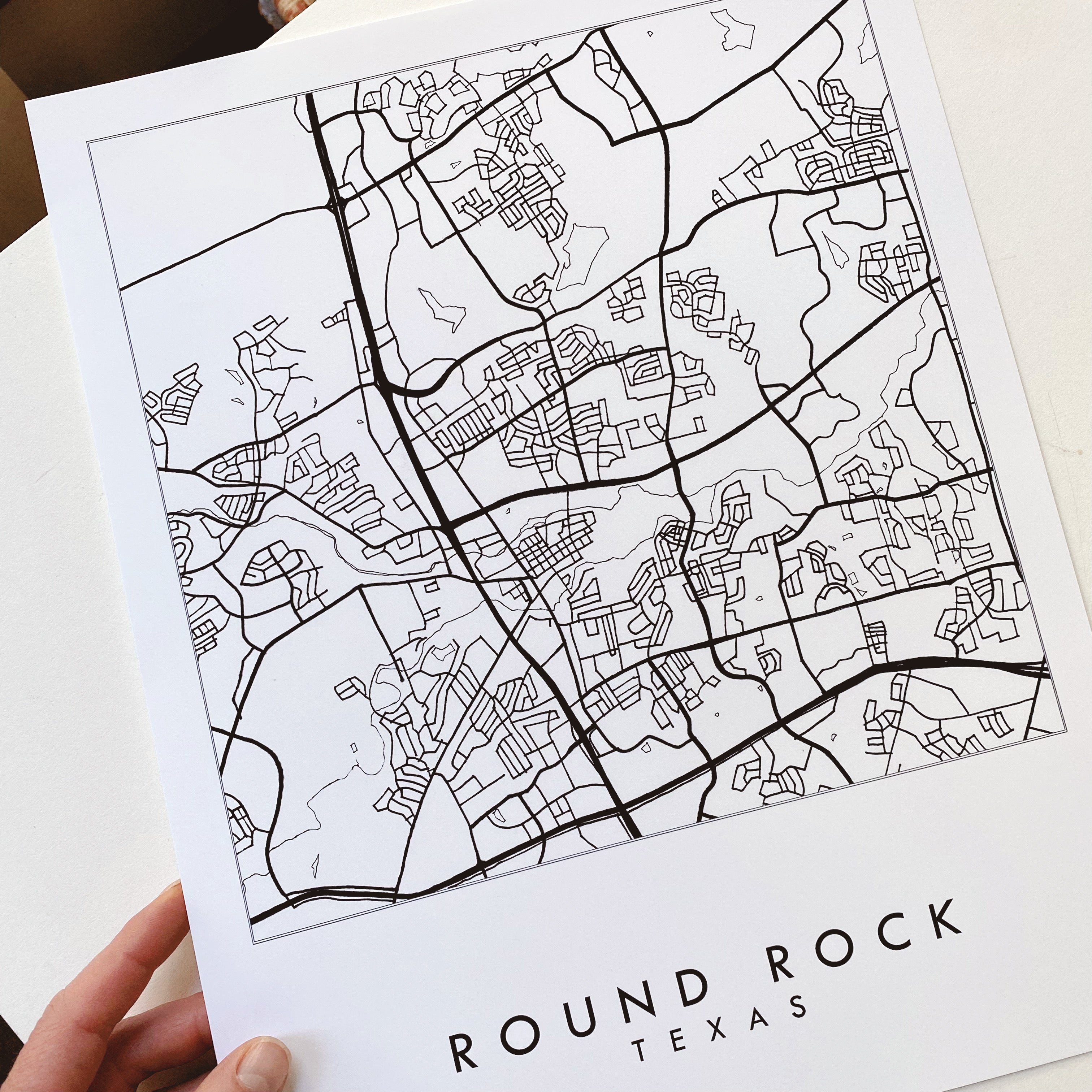 ROUND ROCK Texas City Lines Map: PRINT