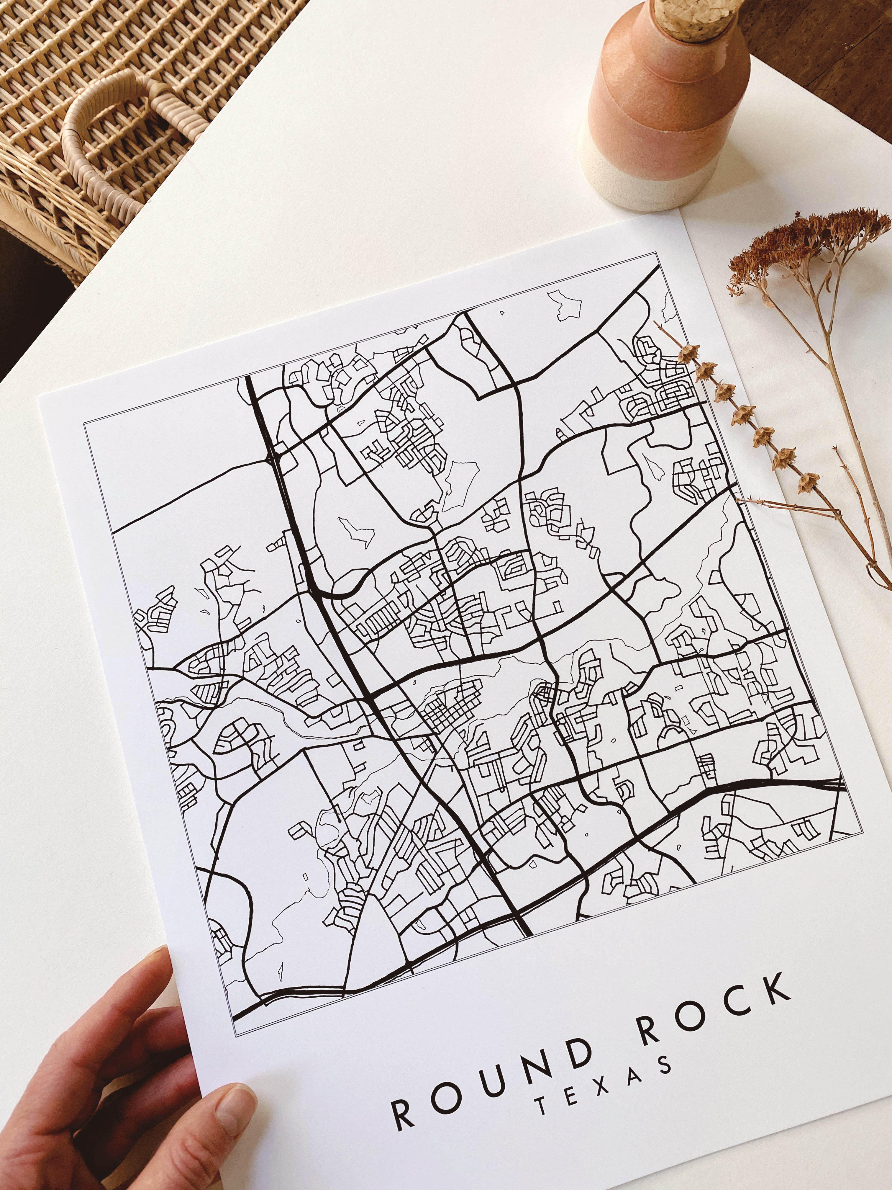 ROUND ROCK Texas City Lines Map: PRINT