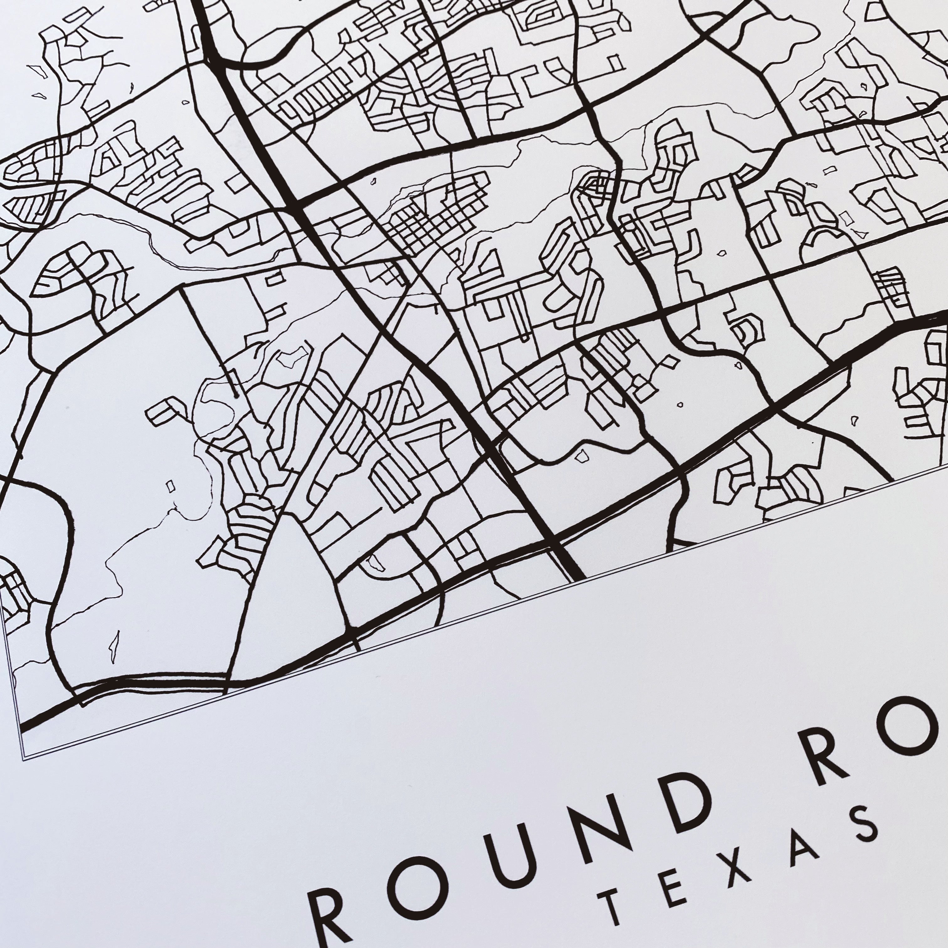 ROUND ROCK Texas City Lines Map: PRINT