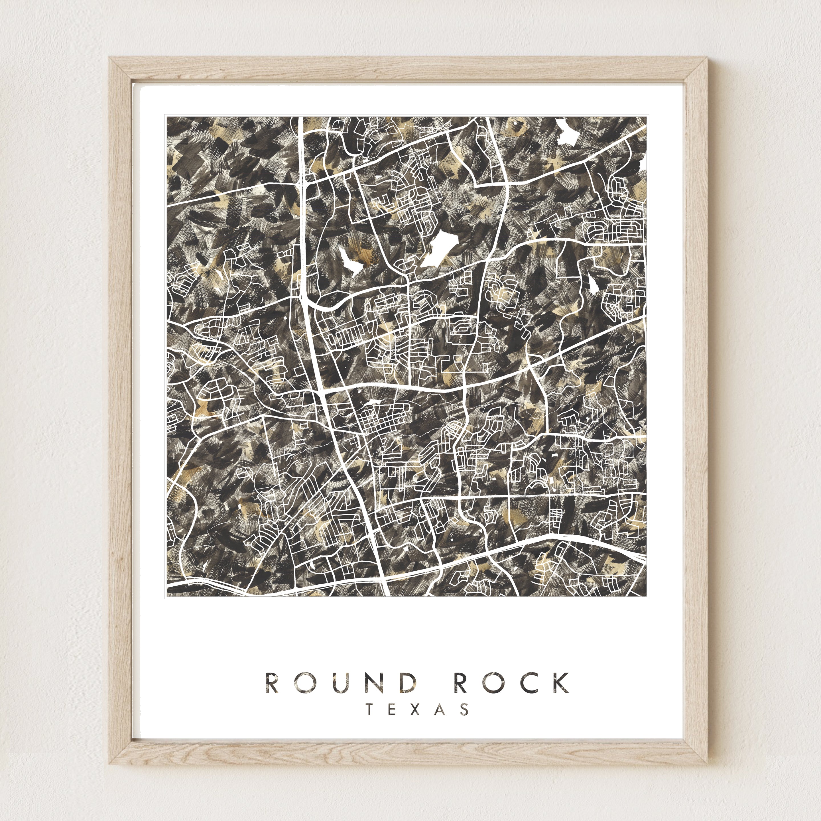 ROUND ROCK Texas Urban Fabrics City Map: PRINT