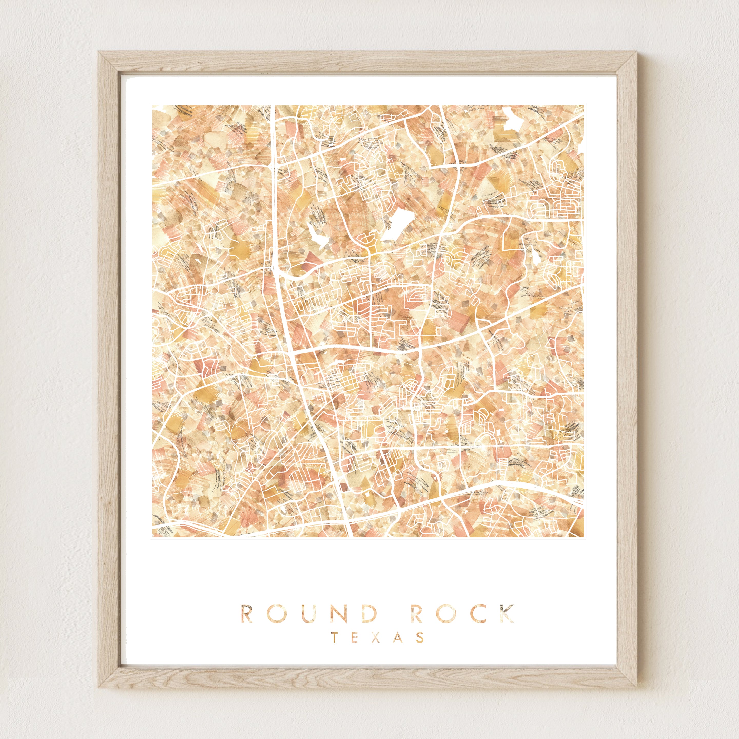 ROUND ROCK Texas Urban Fabrics City Map: PRINT