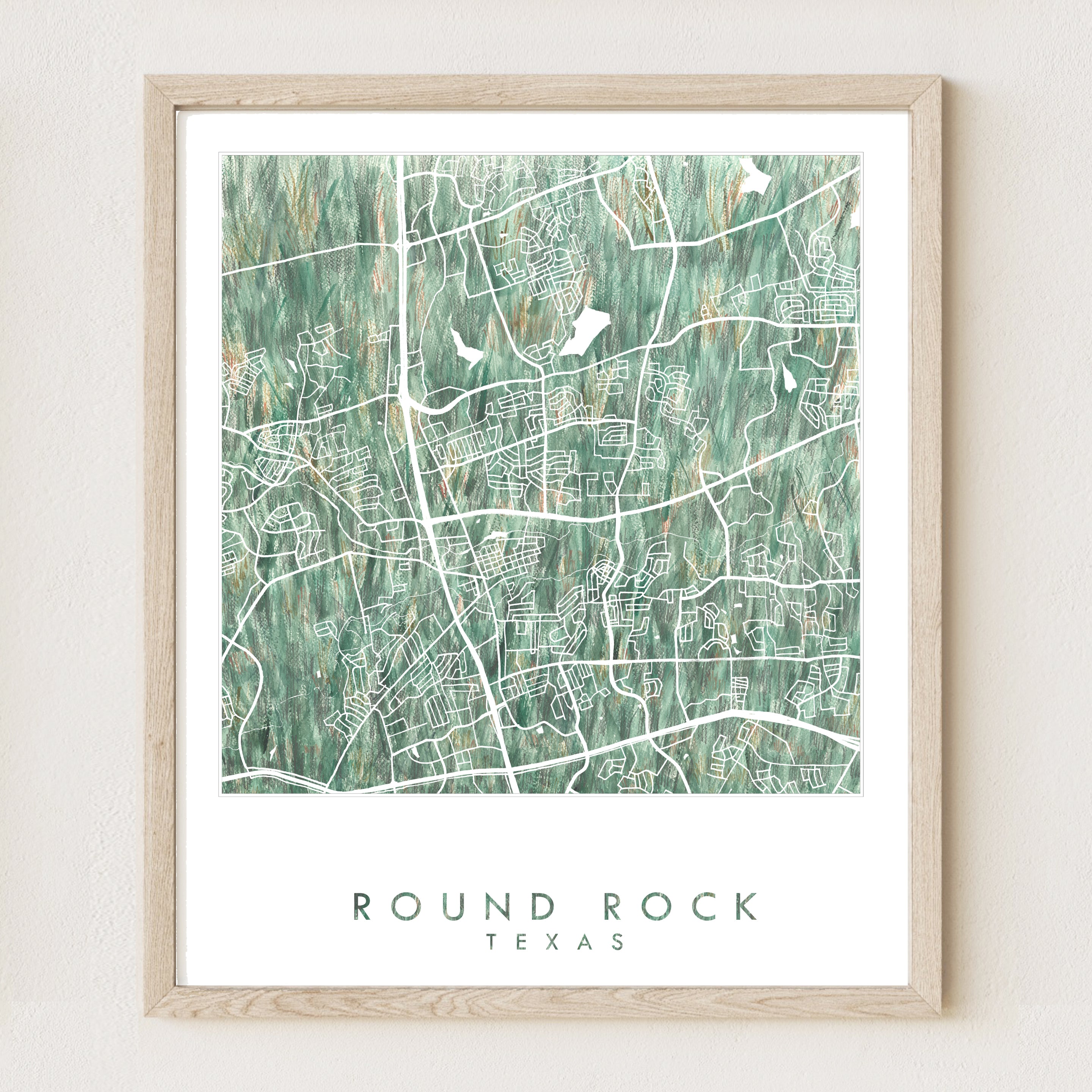 ROUND ROCK Texas Urban Fabrics City Map: PRINT