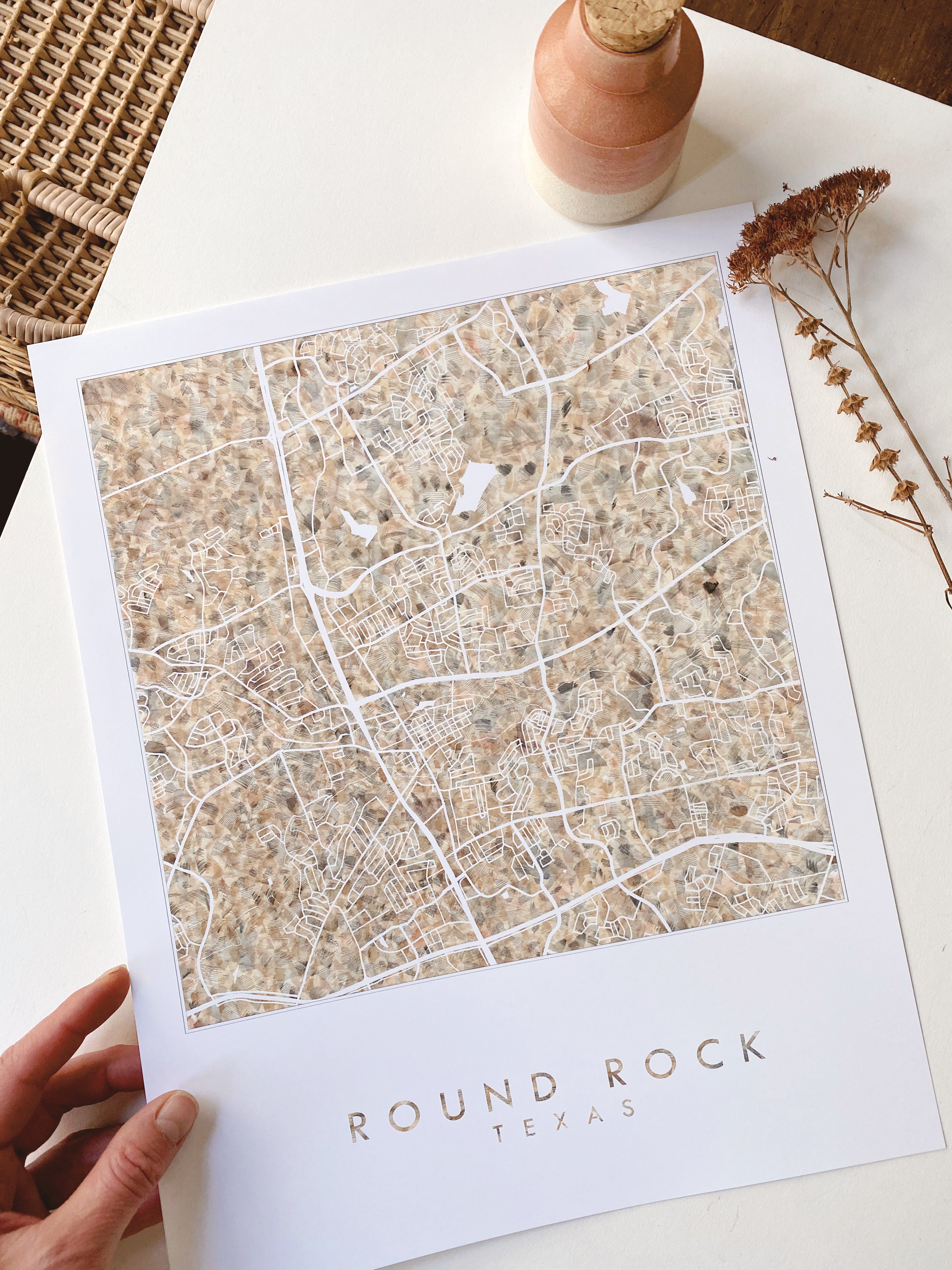 ROUND ROCK Texas Urban Fabrics City Map: PRINT