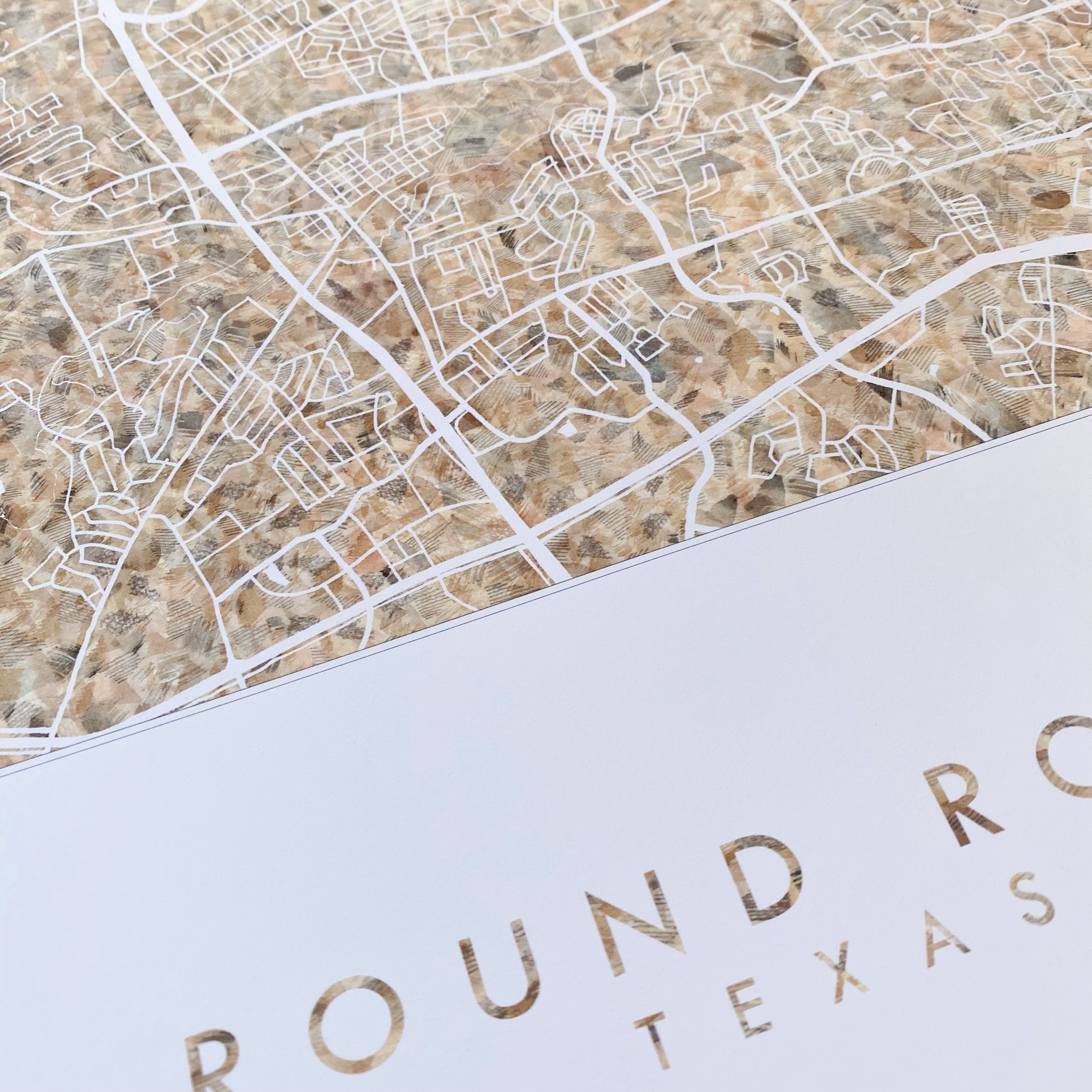 ROUND ROCK Texas Urban Fabrics City Map: PRINT