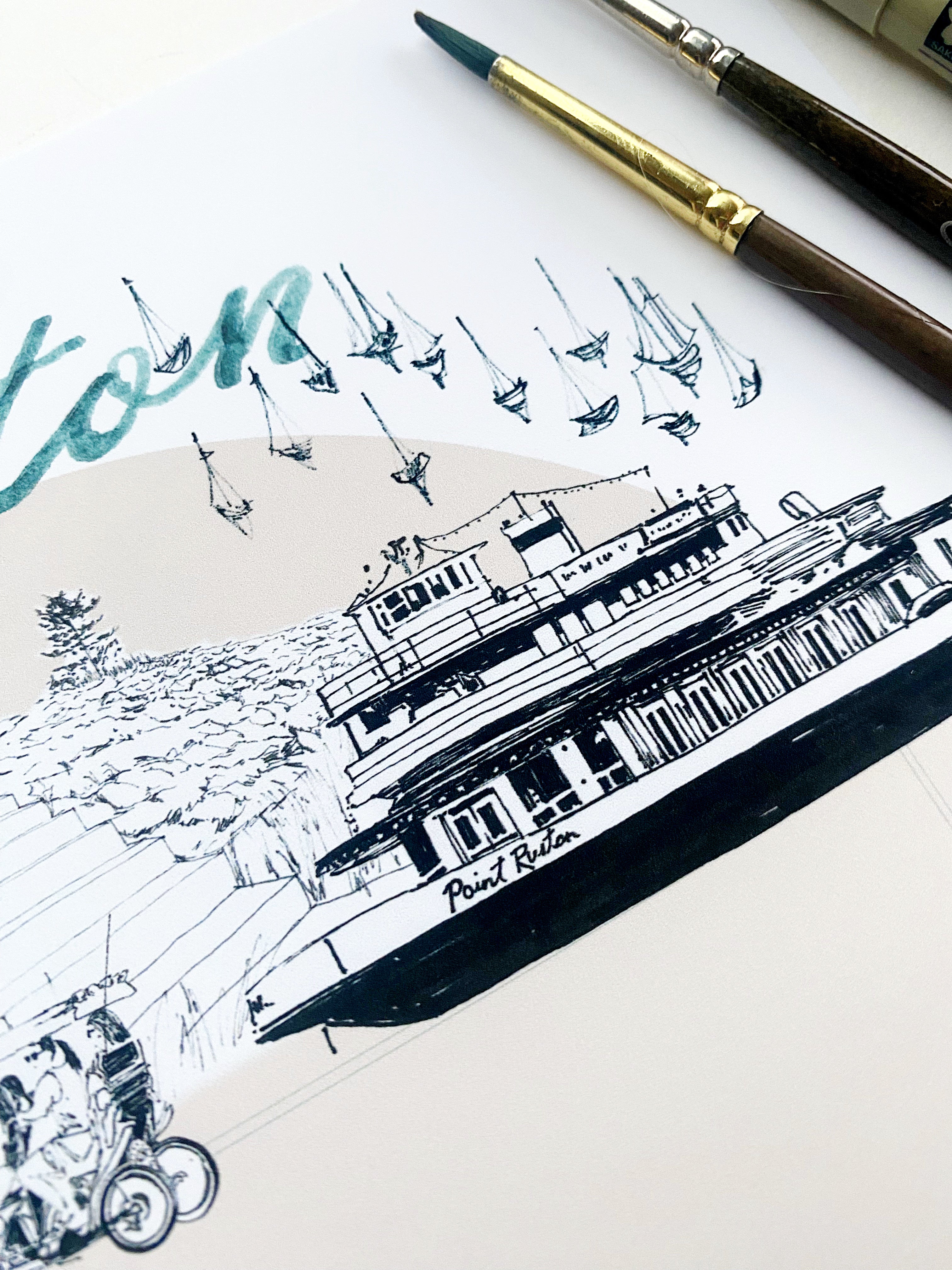 new RUSTON TACOMA Neighborhood "Charms" Watercolor Map: PRINT
