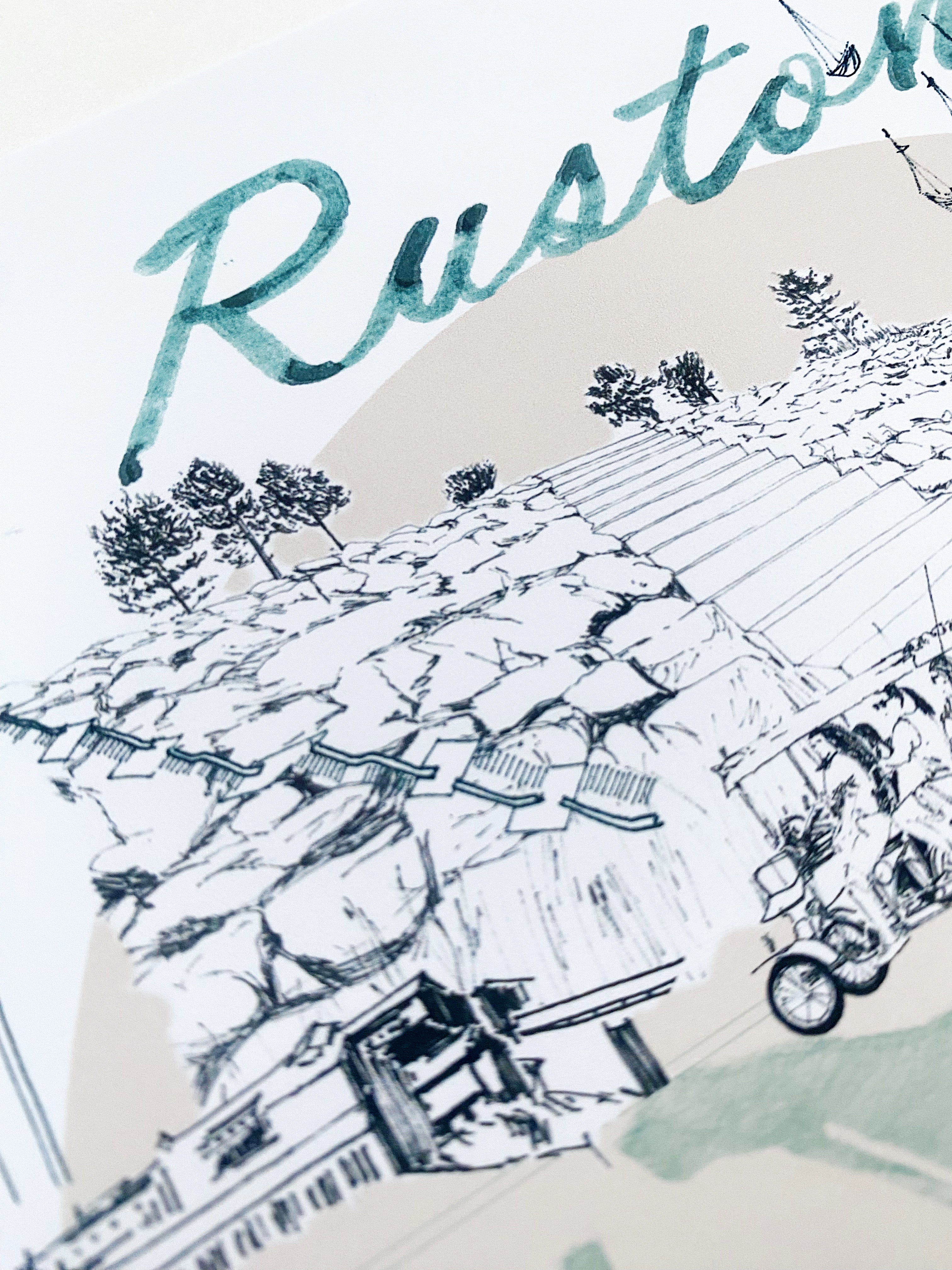 new RUSTON TACOMA Neighborhood "Charms" Watercolor Map: PRINT