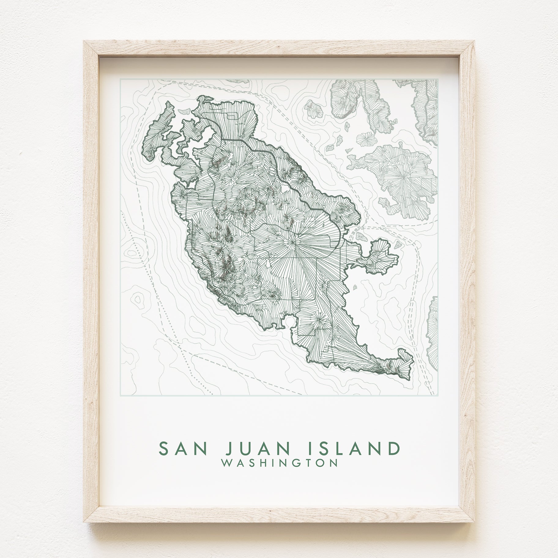 SAN JUAN ISLAND Washington Topographic + Bathymetric Map Drawing: PRINT