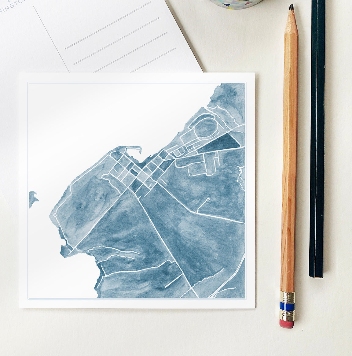 Customize YOUR CITY/PLACE Art Map: Square POSTCARD: Wholesale Only