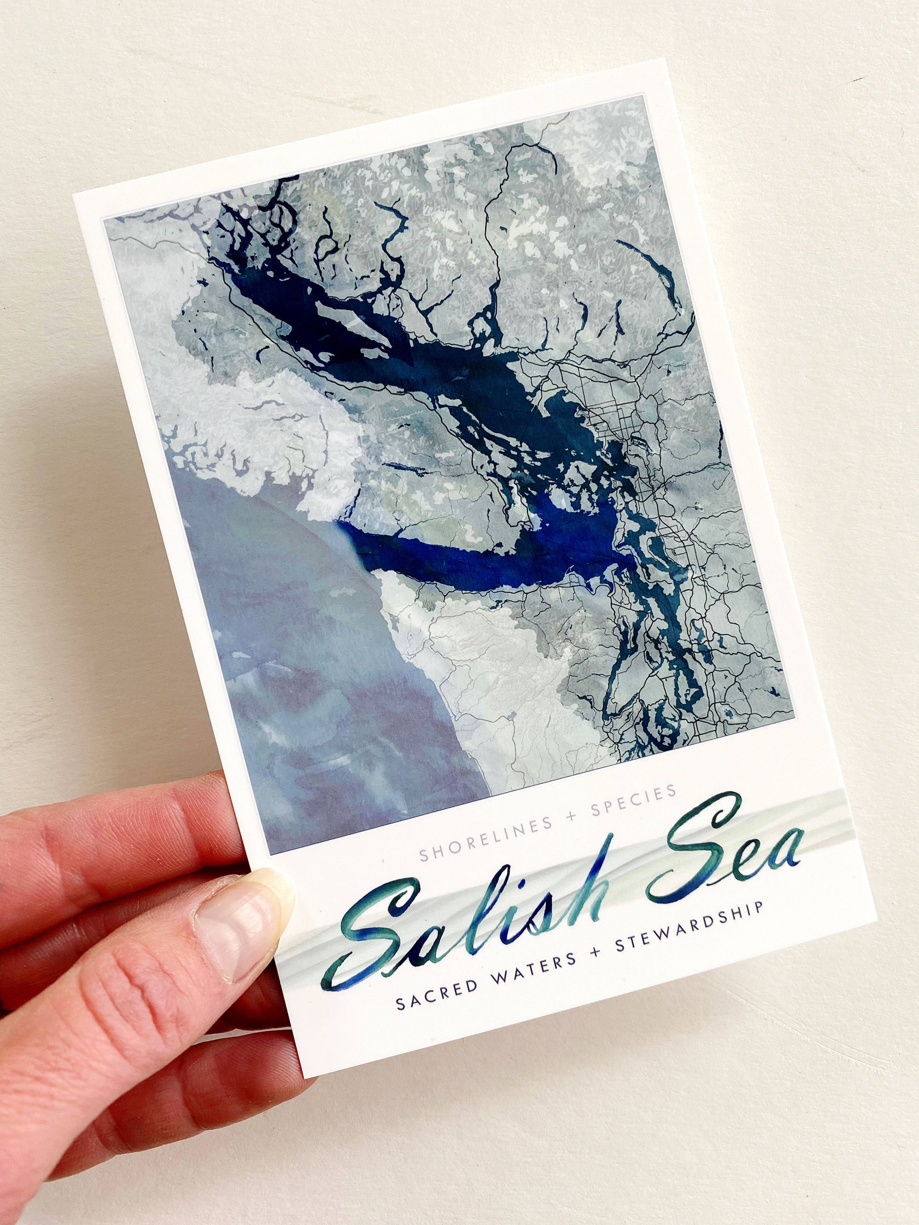SALISH SEA Puget Sound Map Postcard