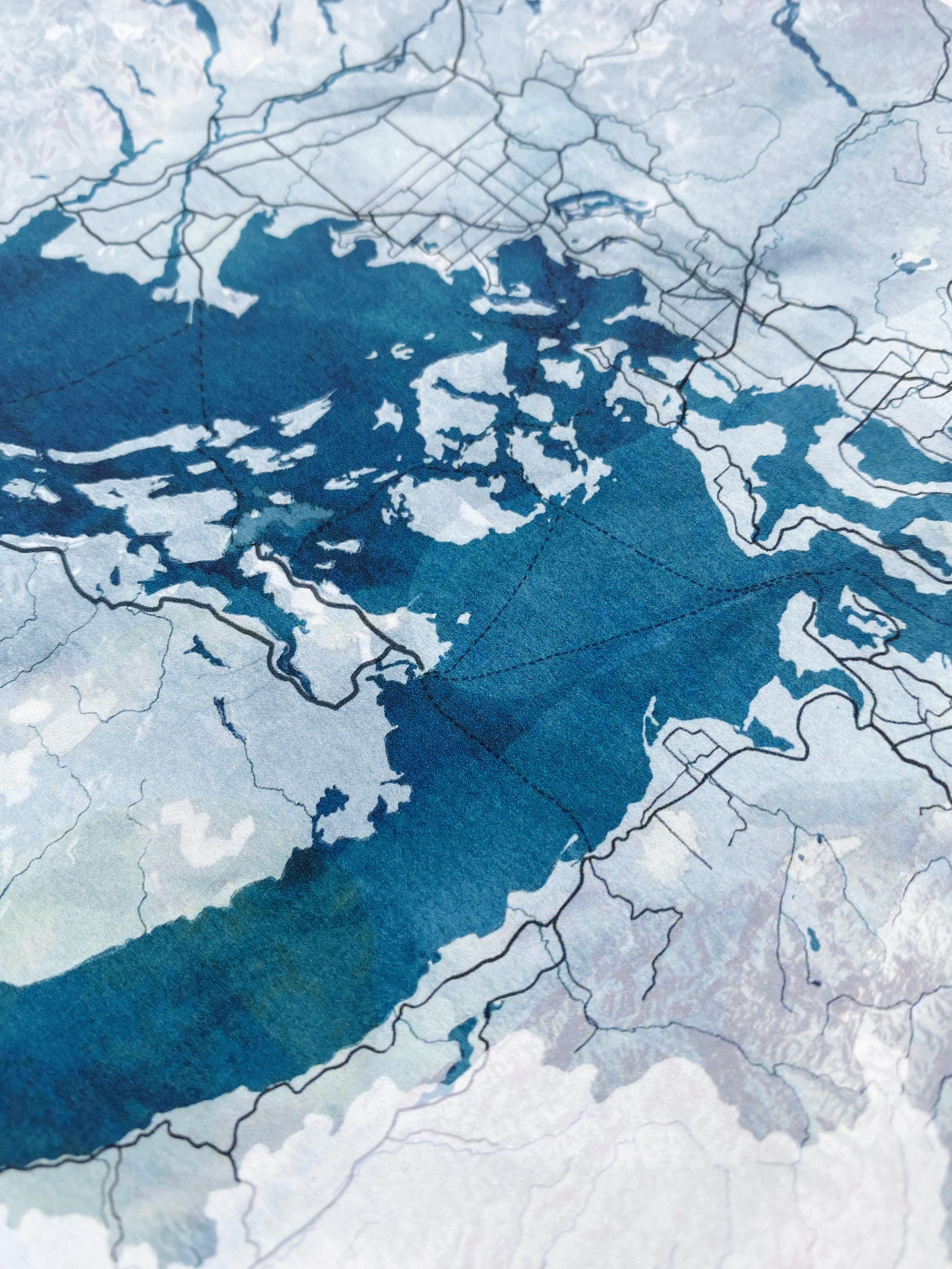 SALISH SEA Puget Sound Washington Strait of Georgia British Columbia Watercolor Map: PRINT