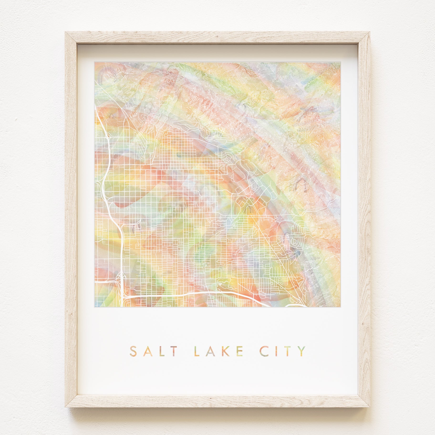 SALT LAKE CITY Pride Rainbow Watercolor Map: PRINT