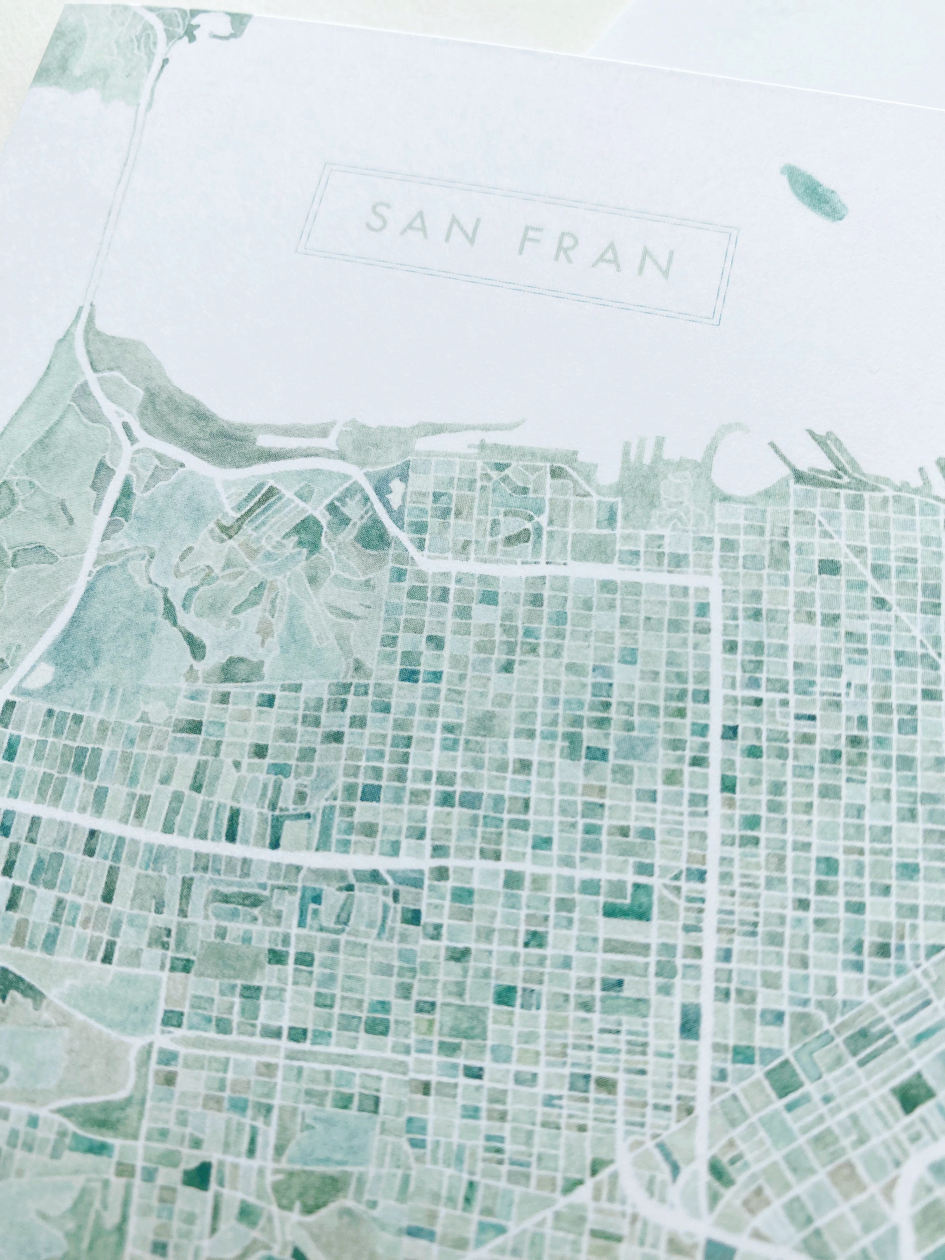 SAN FRAN San Francisco California Watercolor Map - city nickname greeting card