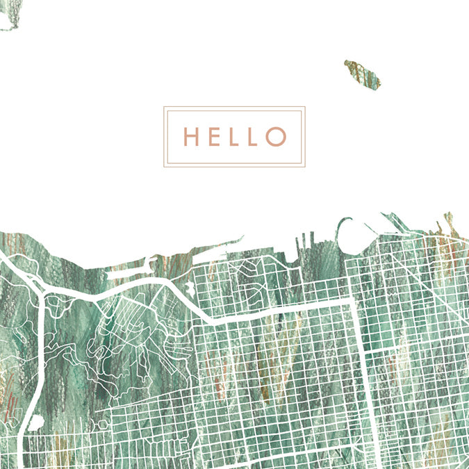 SAN FRANCISCO California Painted Map - hello card