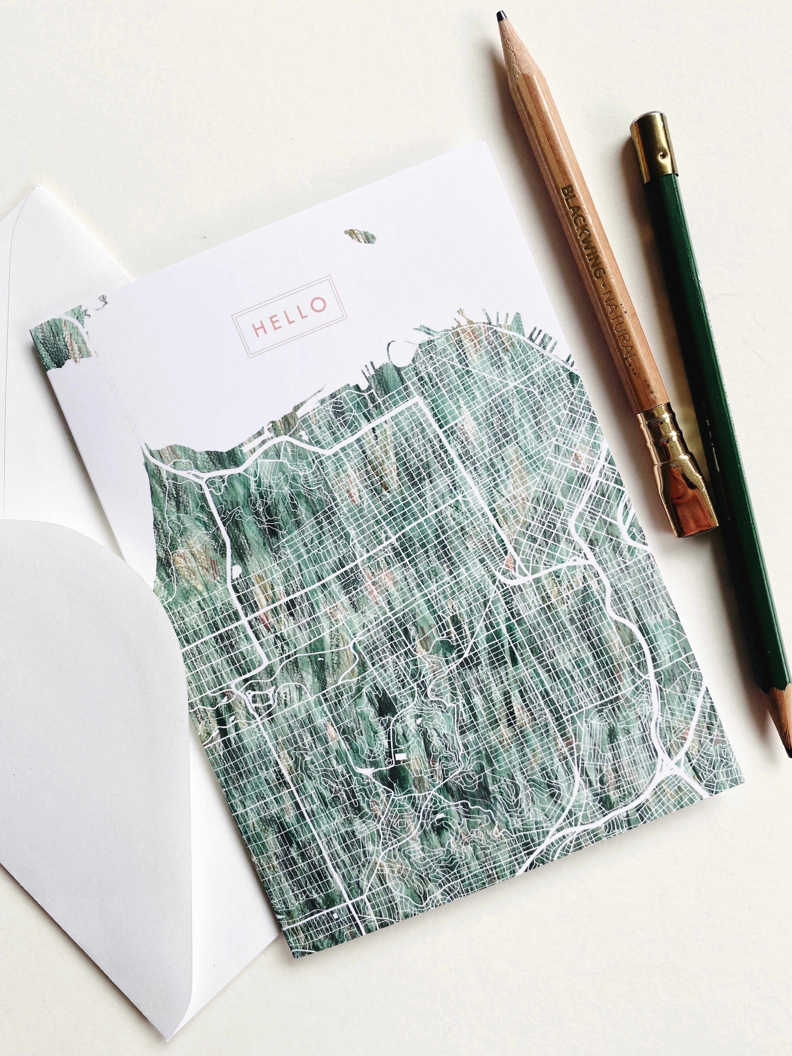 SAN FRANCISCO California Painted Map - hello card