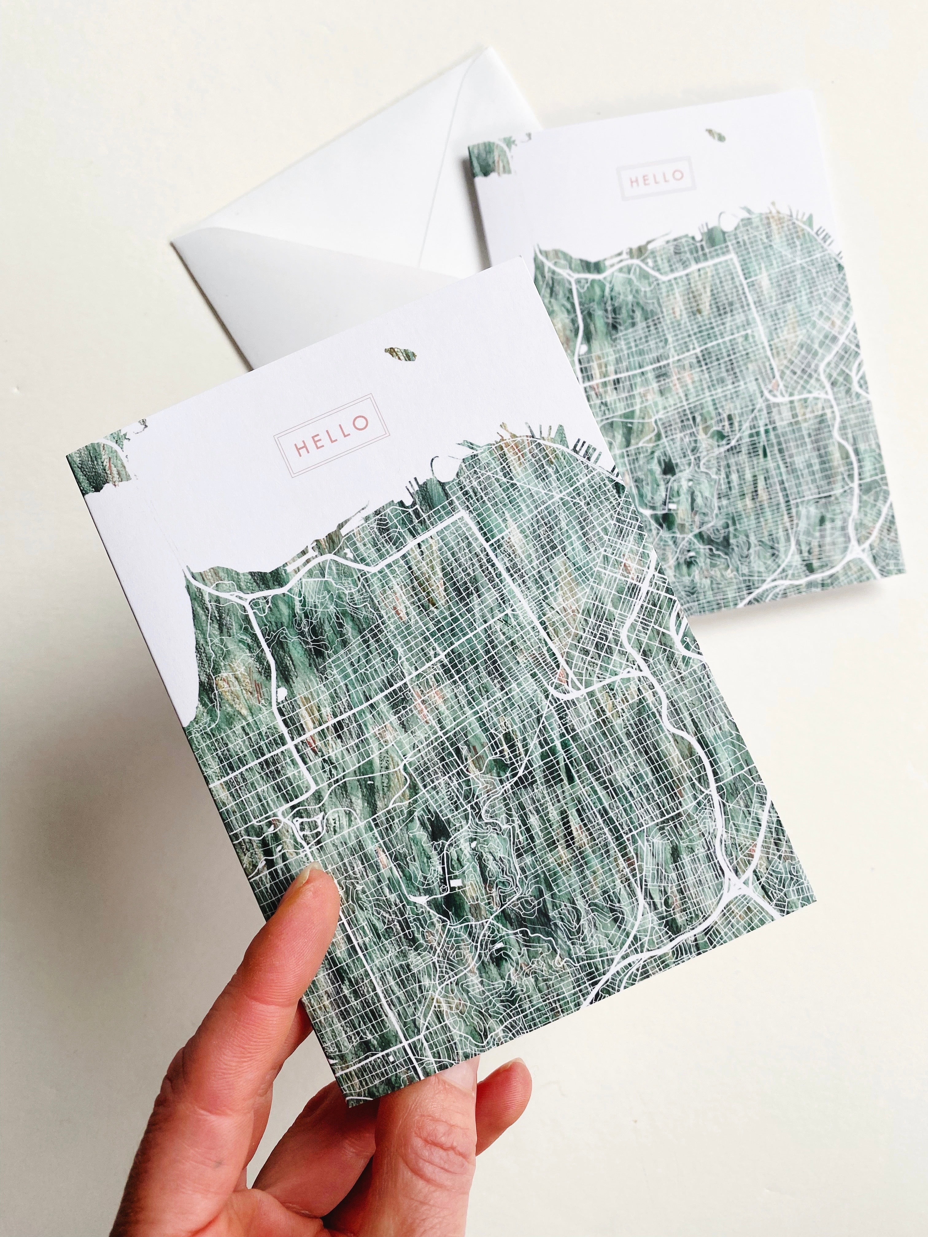 SAN FRANCISCO California Painted Map - hello card