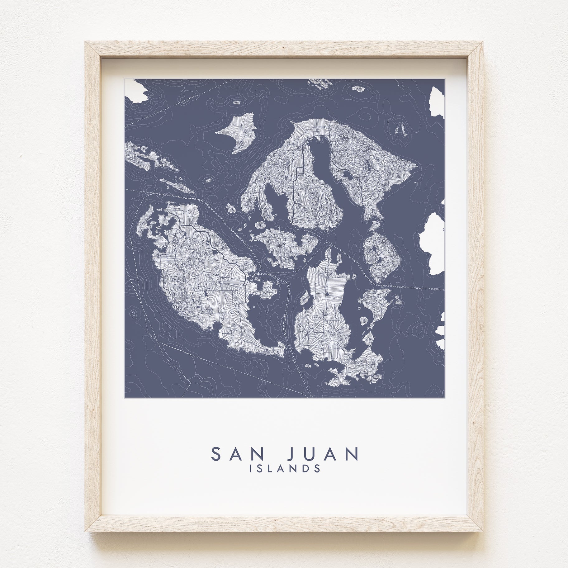 SAN JUAN ISLANDS Washington Hand Drawn "Blueprint" Map: PRINT