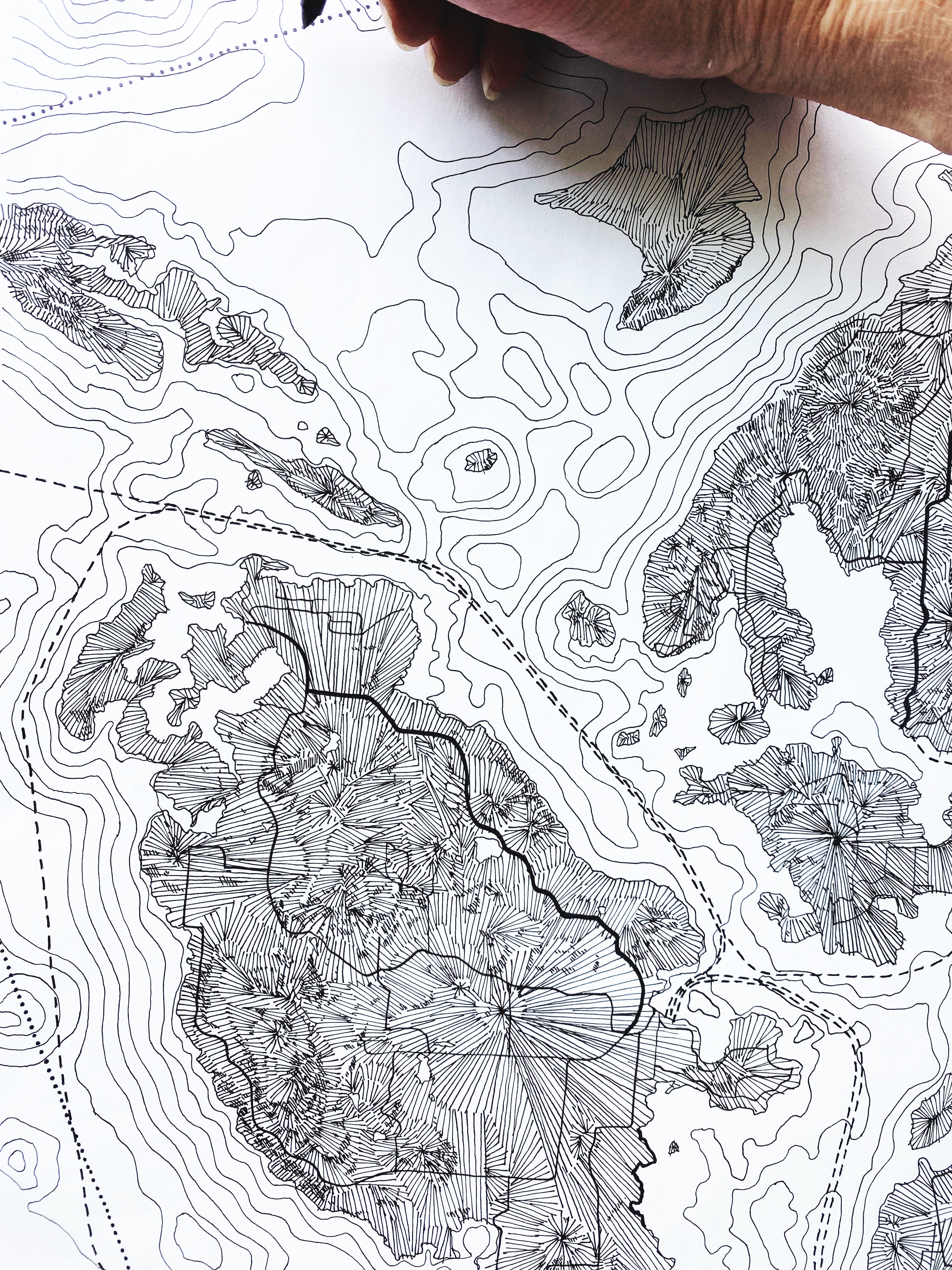 SAN JUAN ISLAND Washington Topographic + Bathymetric Map Drawing: PRINT