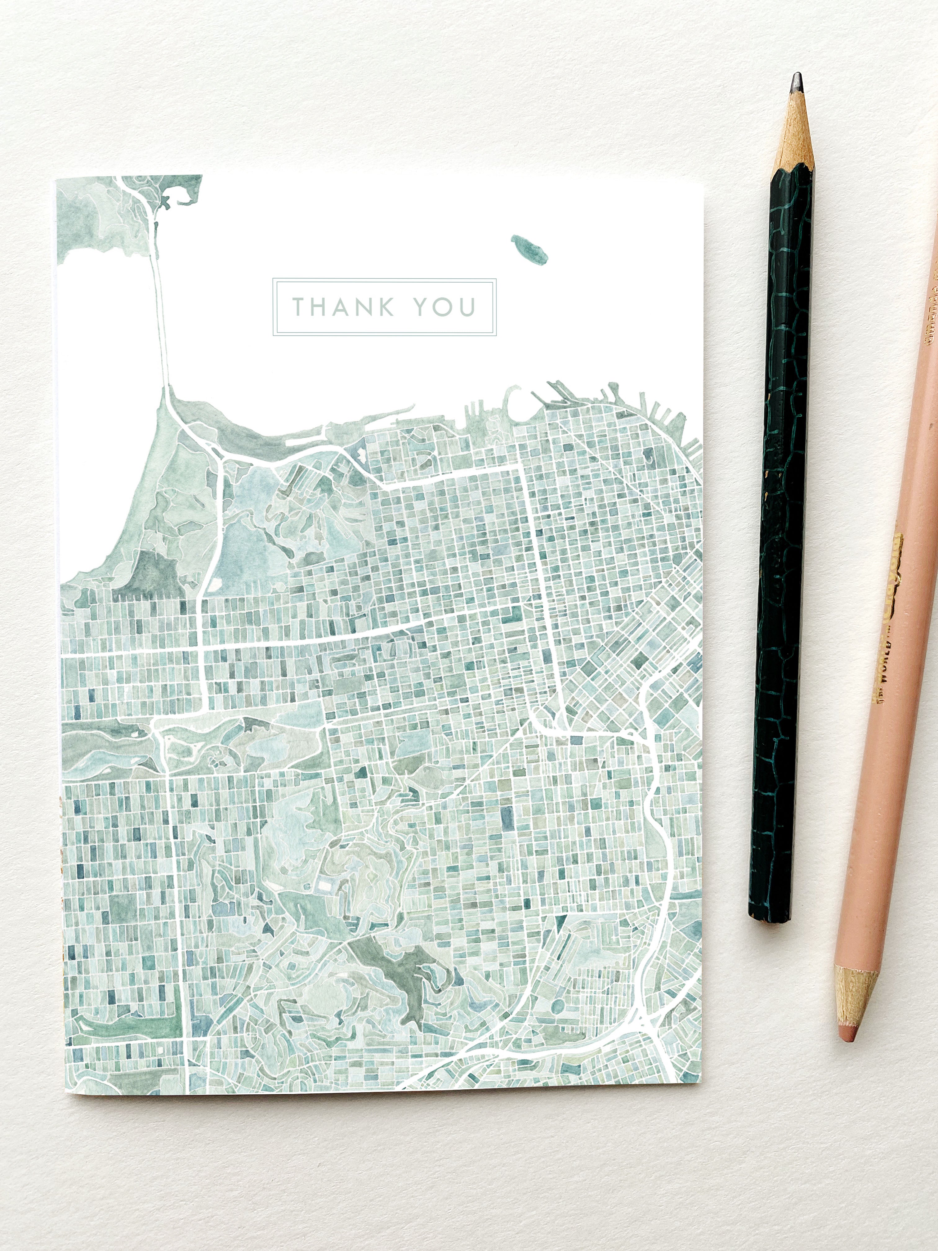 SAN FRAN San Francisco California Watercolor Map - city nickname greeting card