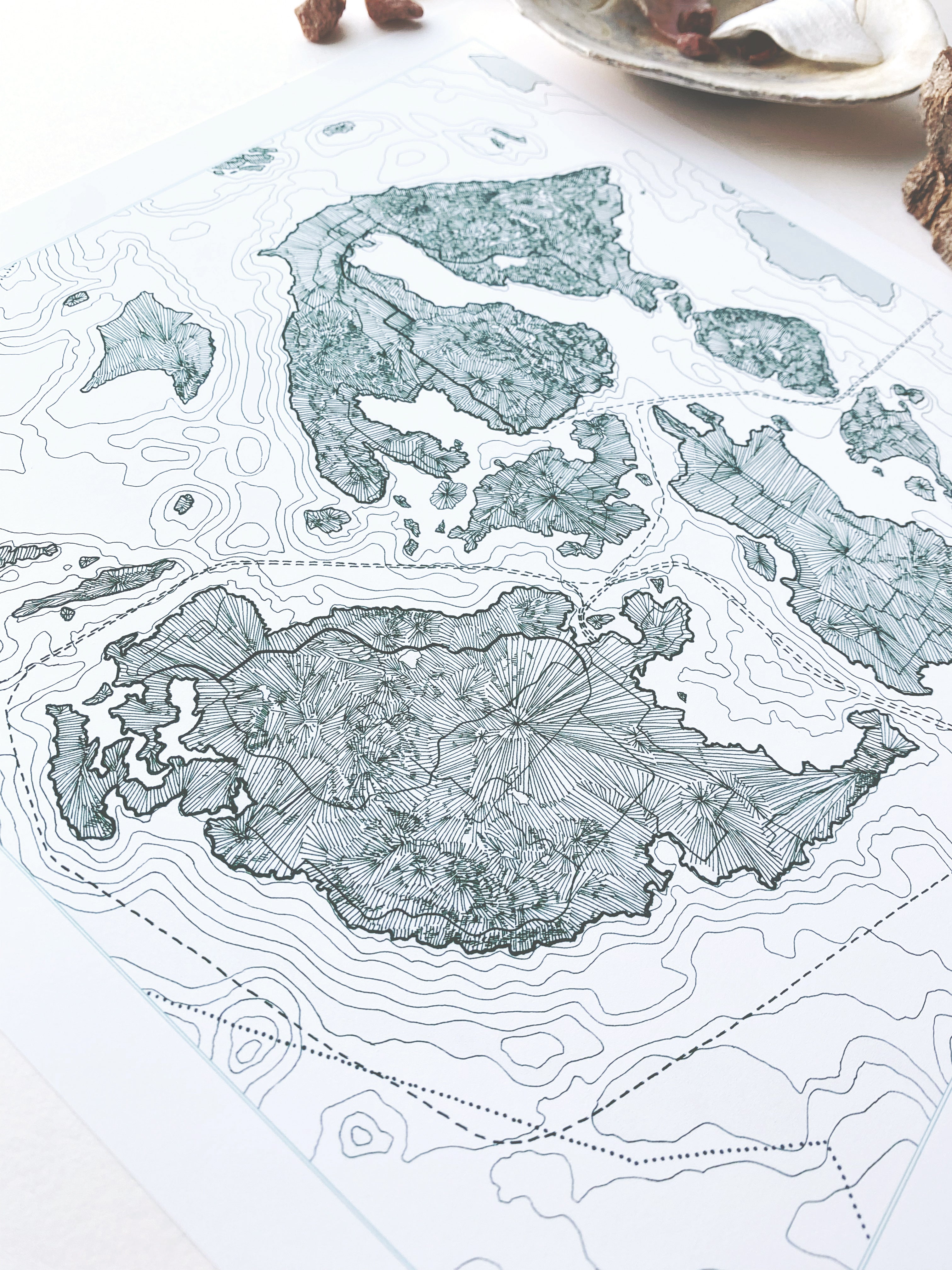Custom YOUR AREA: "Sound Shores" Map: PRINT: Wholesale Only
