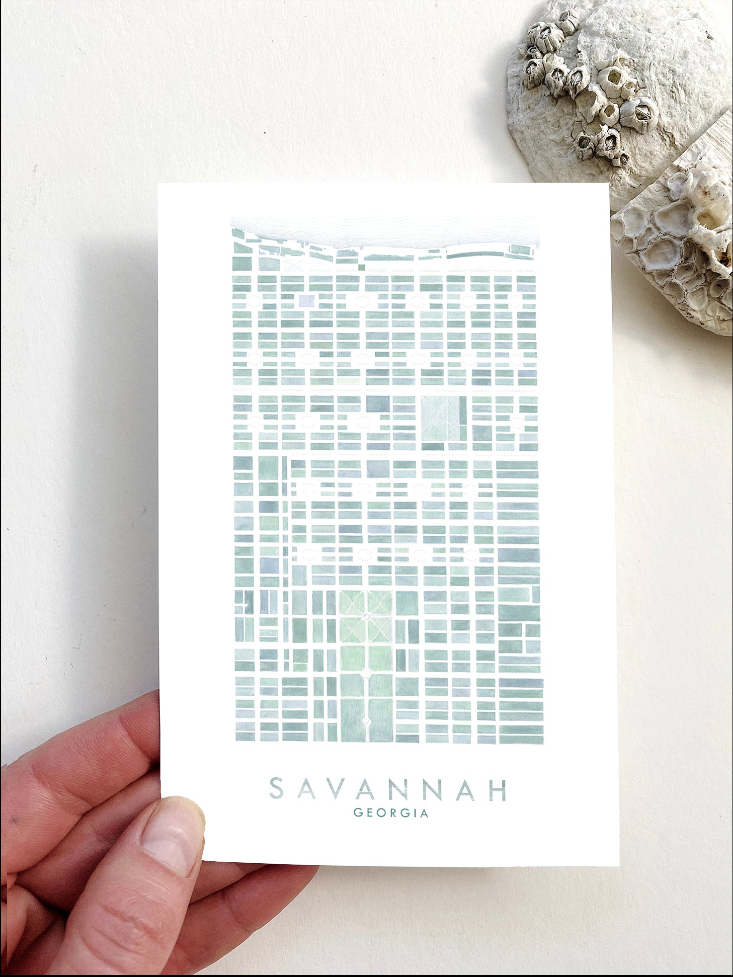 SAVANNAH Georgia Watercolor Map - Standard Postcard