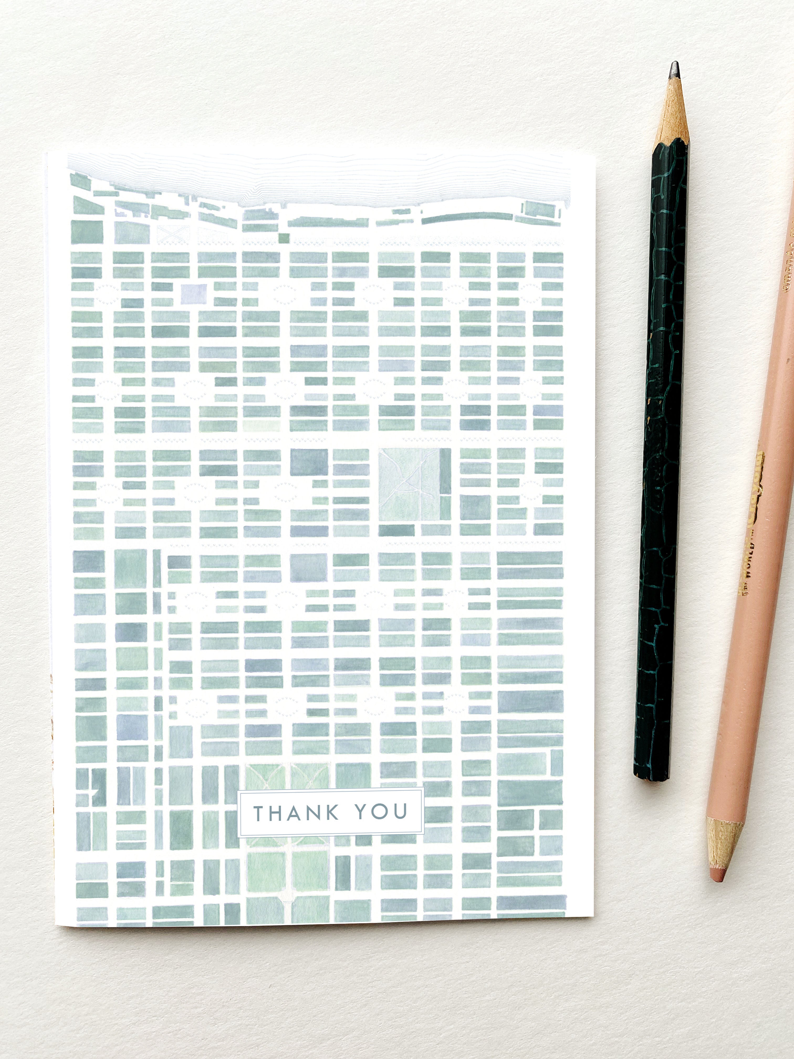 SAVANNAH Georgia Watercolor Map - THANK YOU greeting card (blue)