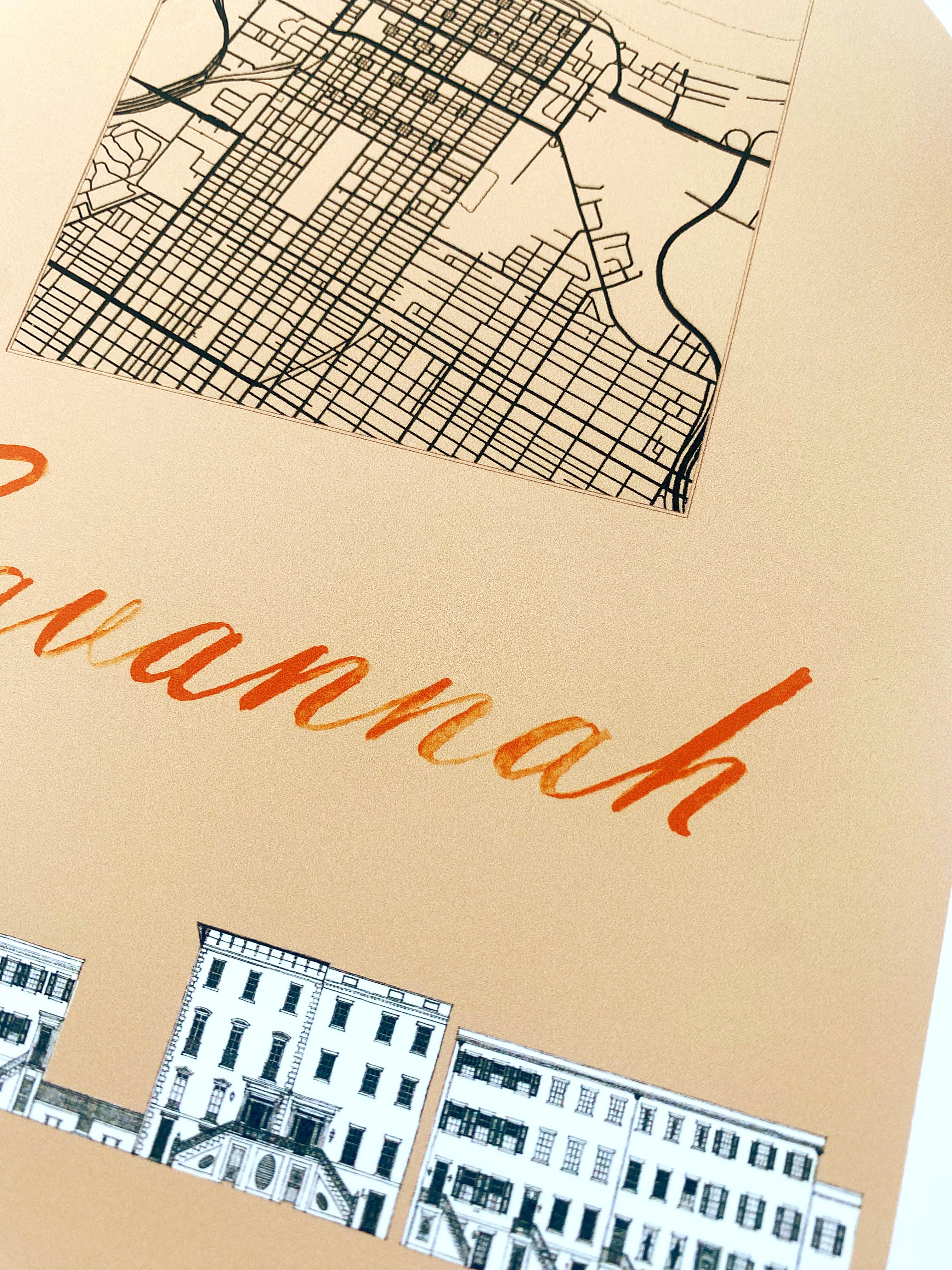 SAVANNAH Georgia Streetscape + Map: PRINT