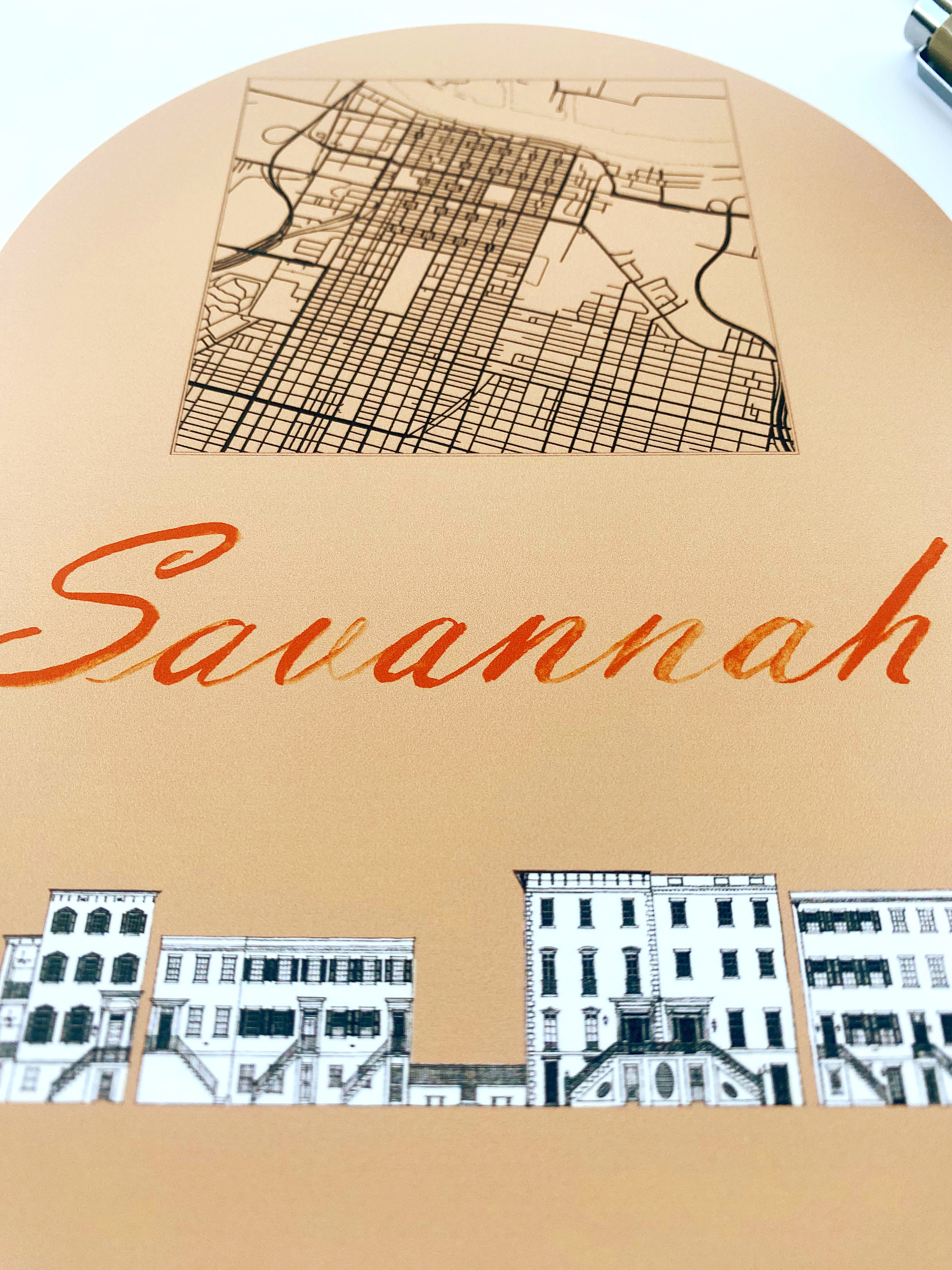 SAVANNAH Georgia Streetscape + Map: PRINT